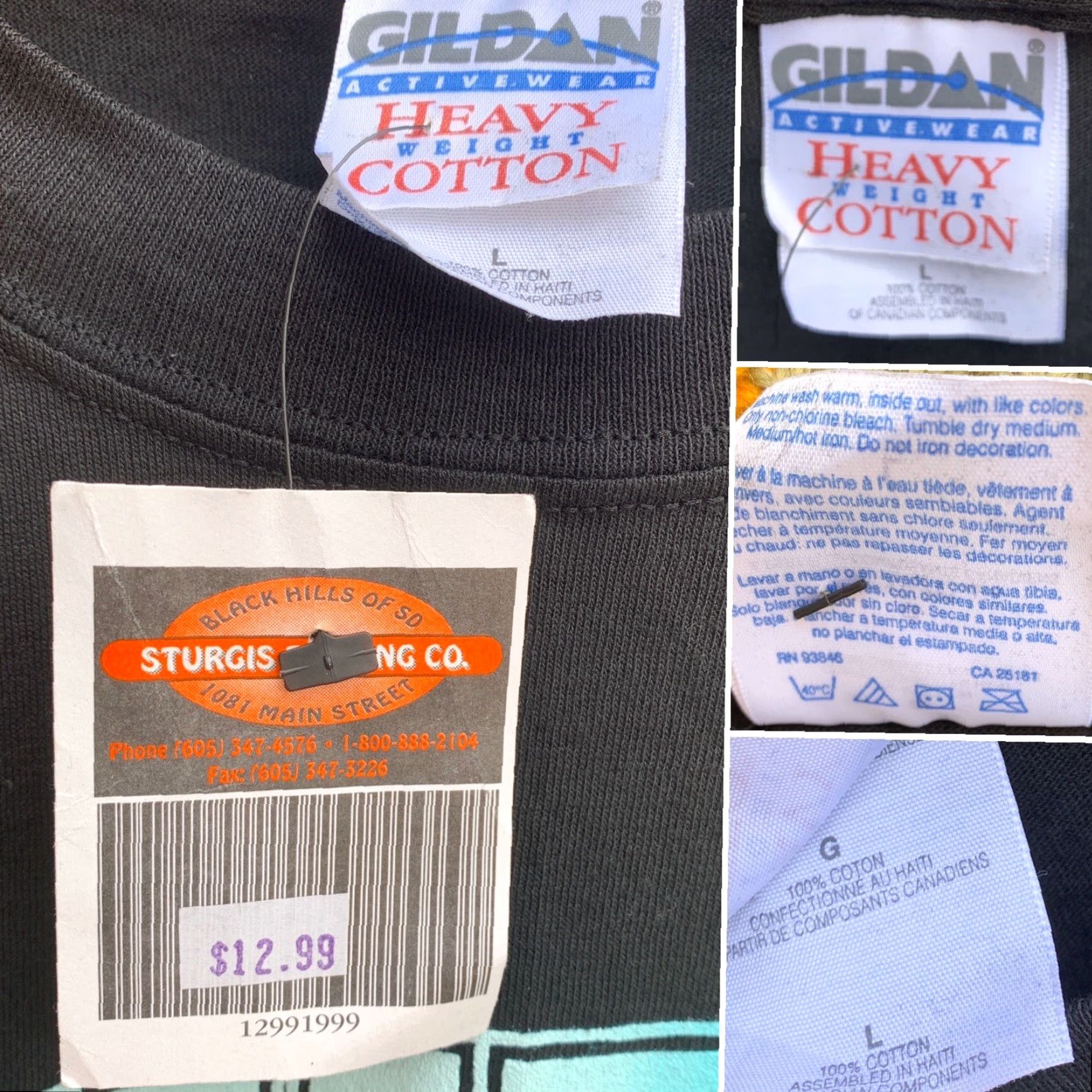 Gildan VINTAGE Sturgis South Dakota 2001 Black Hills Rally T Shirt L Men's Graphic Print Crew Neck Short Sleeve Cotton Gildan Dinosaur? Size US L / EU 52-54 / 3 - 5 Thumbnail