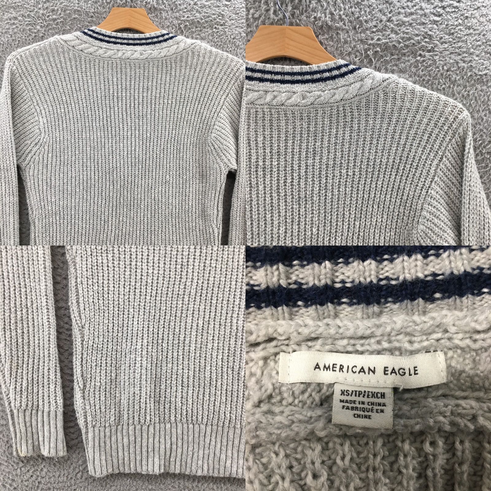 American Eagle Outfitters American Eagle Outfitters Pullover Sweater Womens XS Gray Cotton Blend Long Sleeve Knitted V-Neck Casual cardigans? Size XS / US 0-2 / IT 36-38 - 9 Thumbnail