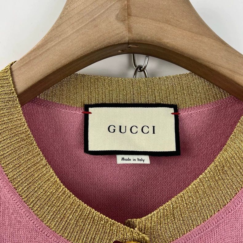 Gucci Gucci Pink double G gold buckle knitted cardigan jacket 250 Size M / US 6-8 / IT 42-44 - 3 Thumbnail
