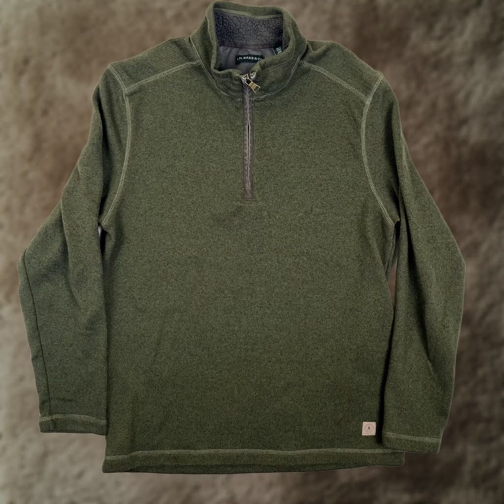 Vintage G.H. Bass & Co Sweater Mens XL Green 1/4 Zip Mock Neck Fleece Lined Pullover Size US XL / EU 56 / 4 - 1 Thumbnail