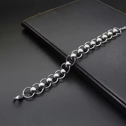 Jewelry Ball Chain Bracelet 2000s Chrome Y2K Punk Skater Grunge Size ONE SIZE - 4 Thumbnail