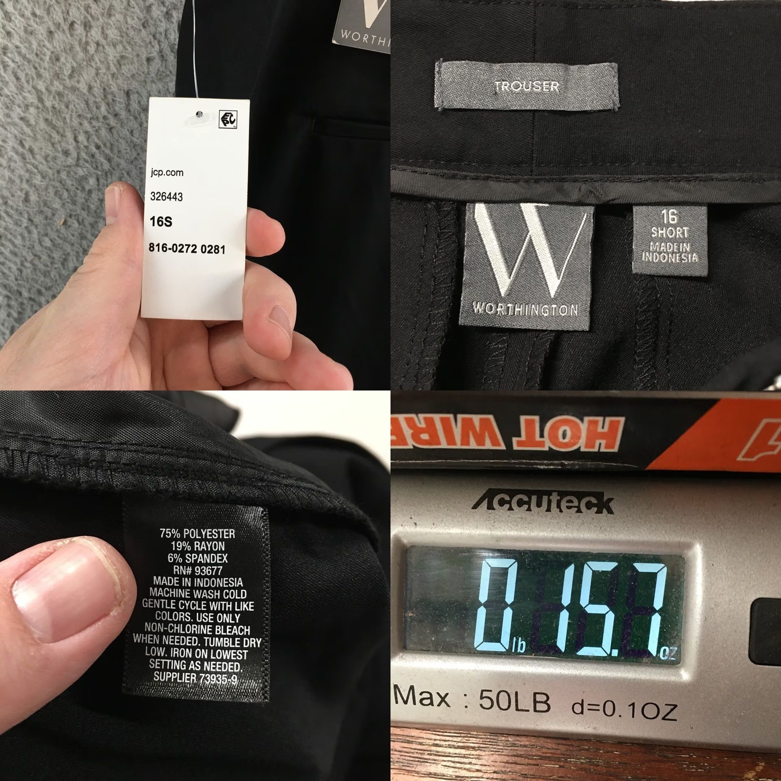 Worthington Worthington Women's Pants Dress Pants 16 Short Wide-Leg Hi-Rise Black NEW Size 38" / US 16 / IT 52 - 10 Thumbnail