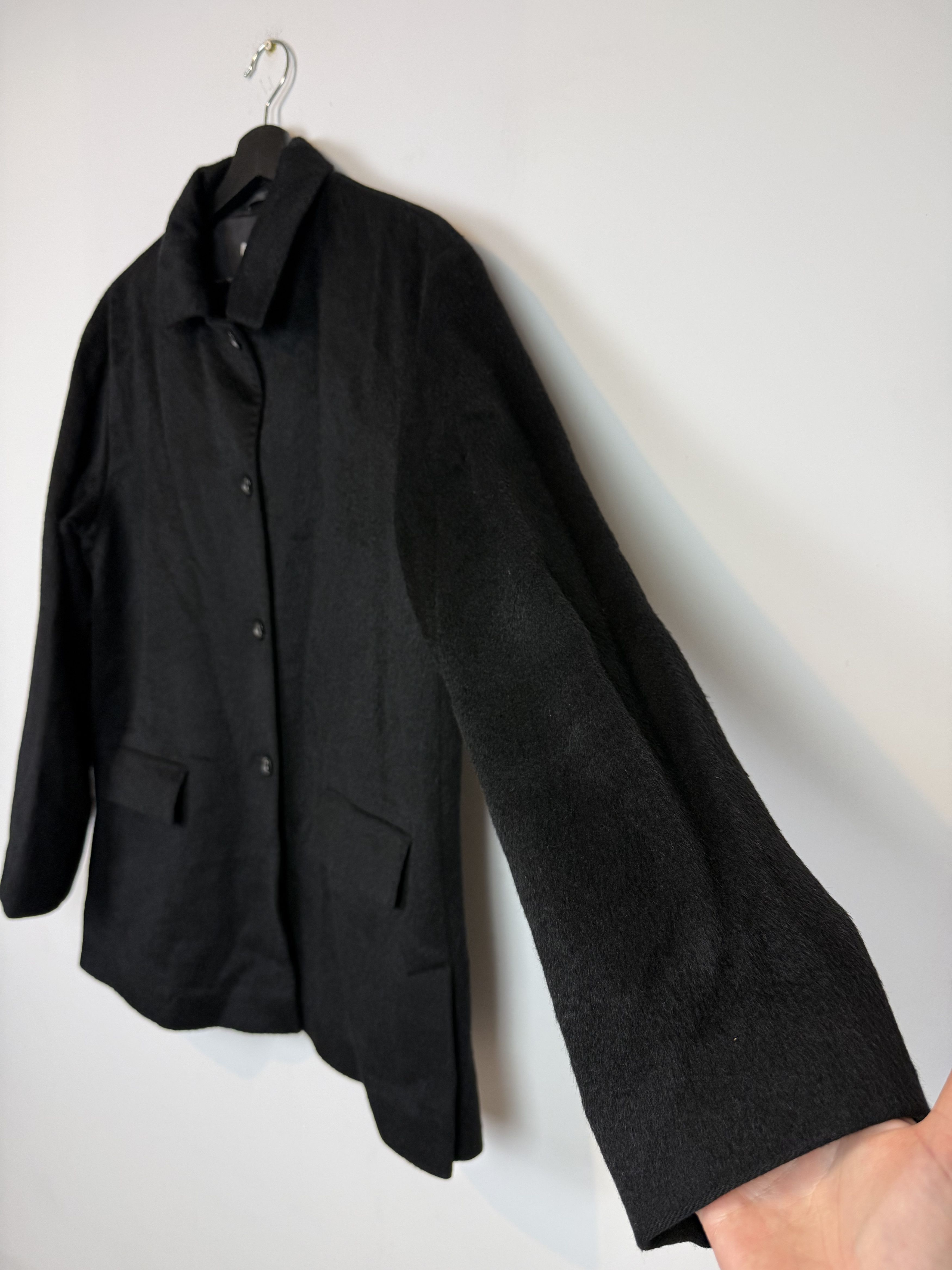 Vintage Rene Lezard Black Coat Mohair Cashmere Wool Blend Women's Size M / US 6-8 / IT 42-44 - 4 Thumbnail