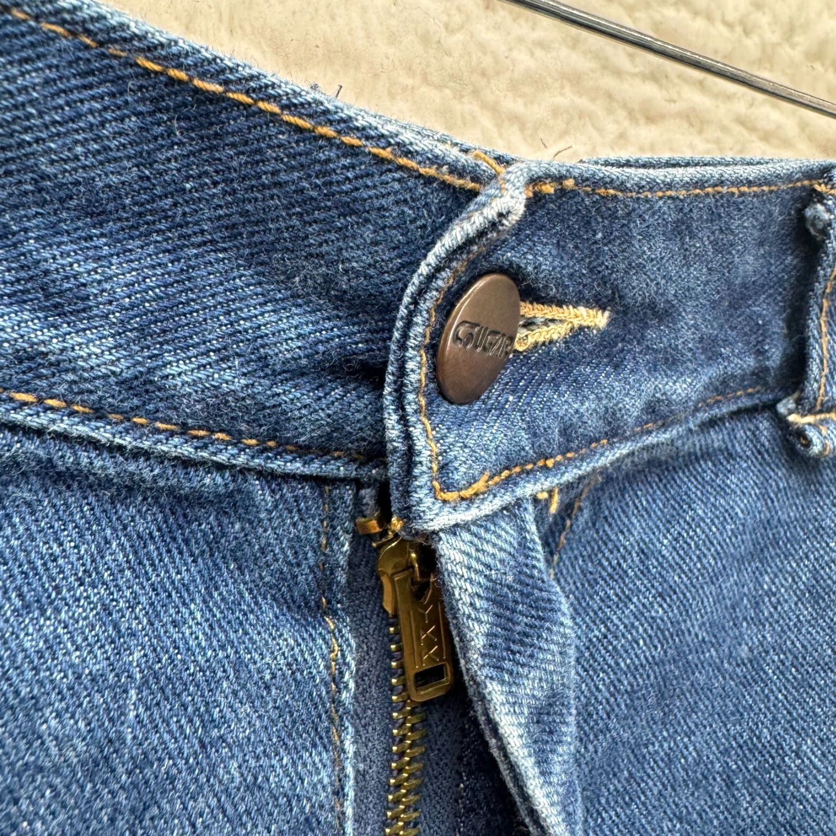 Cougar VINTAGE 80s Western Jeans Cougar Denim Long Tall High Waist Embroidered Blue 0 24 Relaxed Straight Mens Womens Boys Girls Size 25" / US 0 / IT 36 - 6 Thumbnail