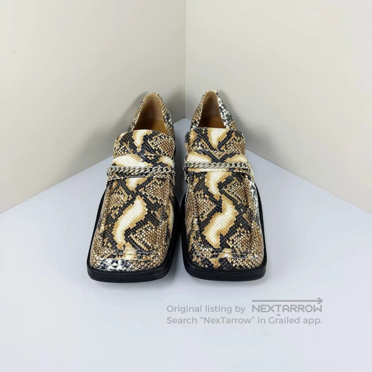 Martine Rose Martine Rose Snake Print Chain Square Toe Loafers. Size US 6 / IT 36 - 1 Thumbnail