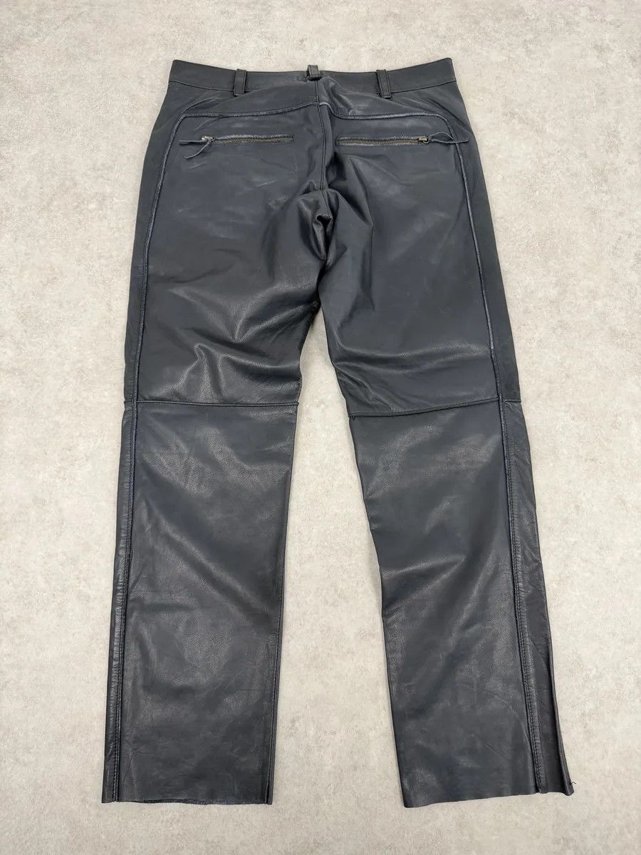 Roberto Cavalli AW2003 Roberto Cavalli Biker Navy Padded Leather Pants Size US 32 / EU 48 - 4 Thumbnail