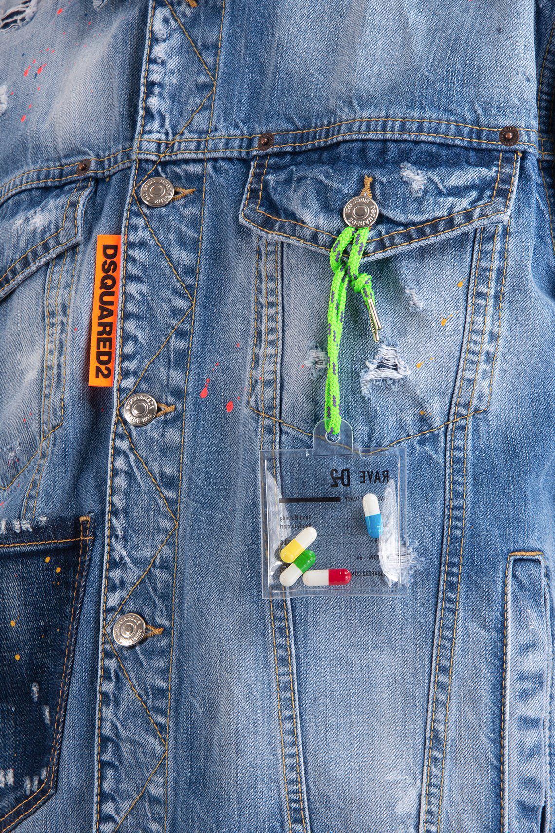 Dsquared2 DSQUARED2 "RAVE ON" DENIM OVERSIZED JACKET Size US L / EU 52-54 / 3 - 12 Thumbnail