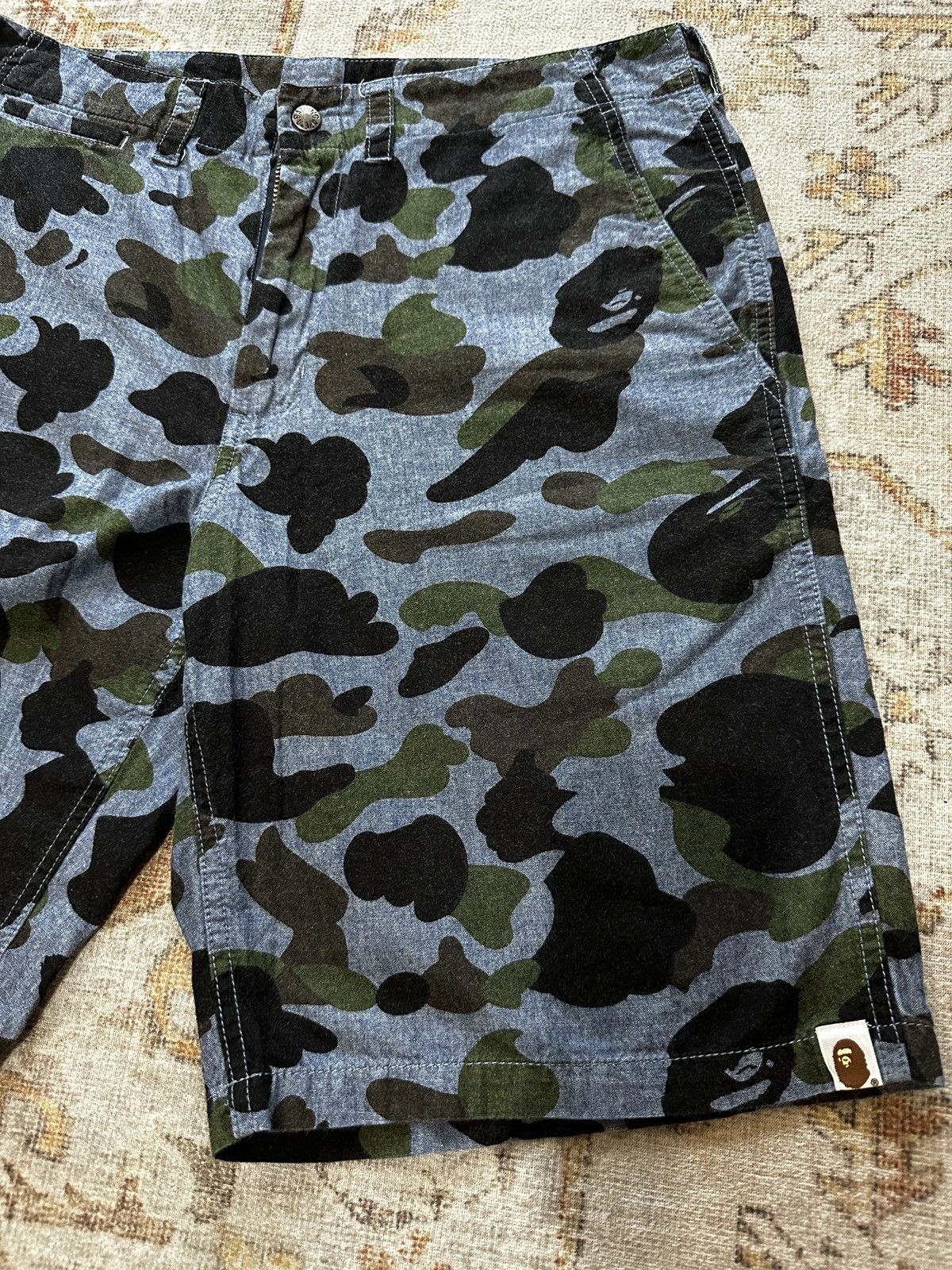 Bape A Bathing Ape 1st Camo Chino Shorts - Blue Size US 32 / EU 48 - 2 Thumbnail