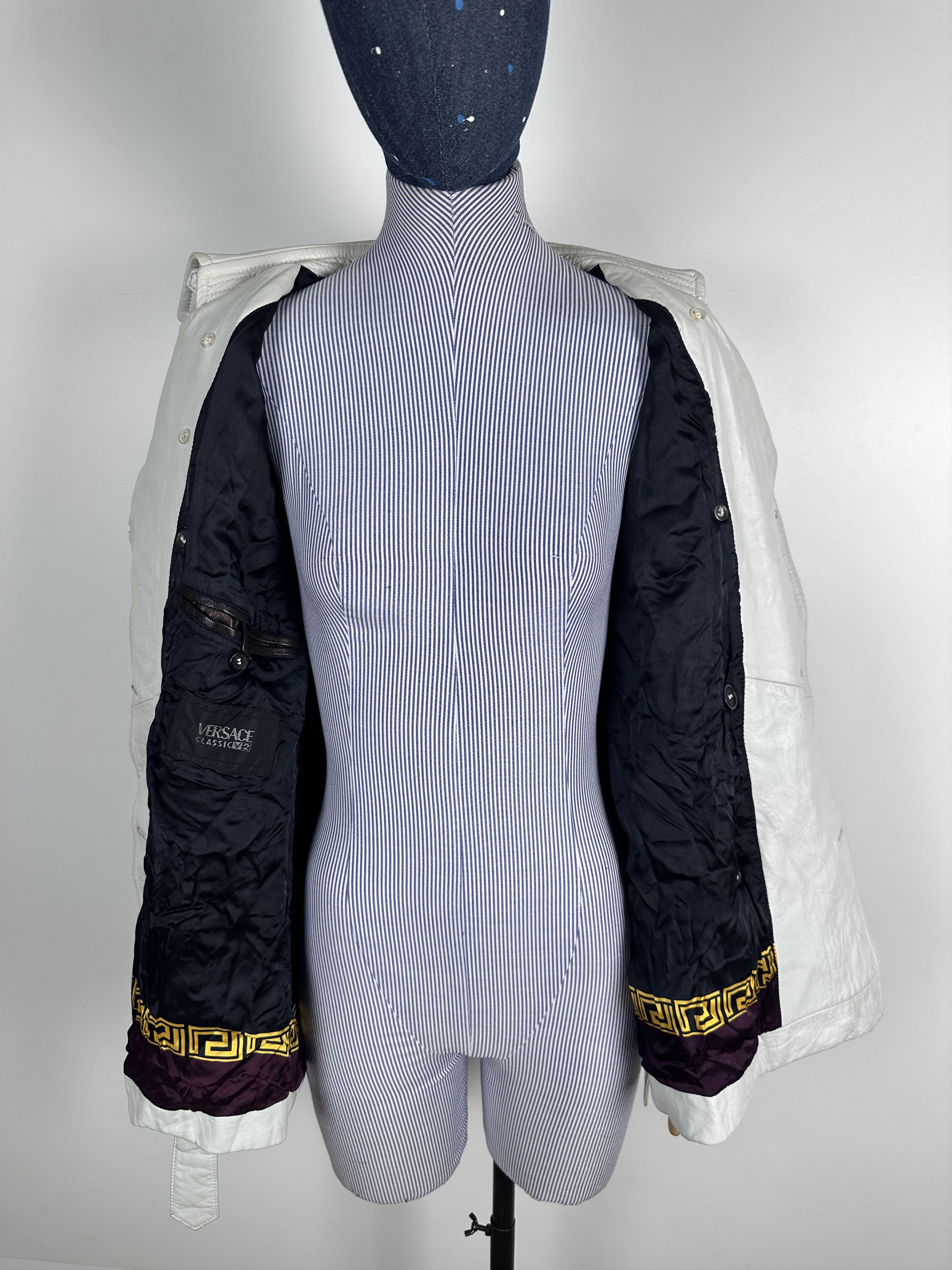 Versace × Vintage Versace v2 Vintage Leather Double Breasted Coat Jacket Size M / US 6-8 / IT 42-44 - 13 Thumbnail