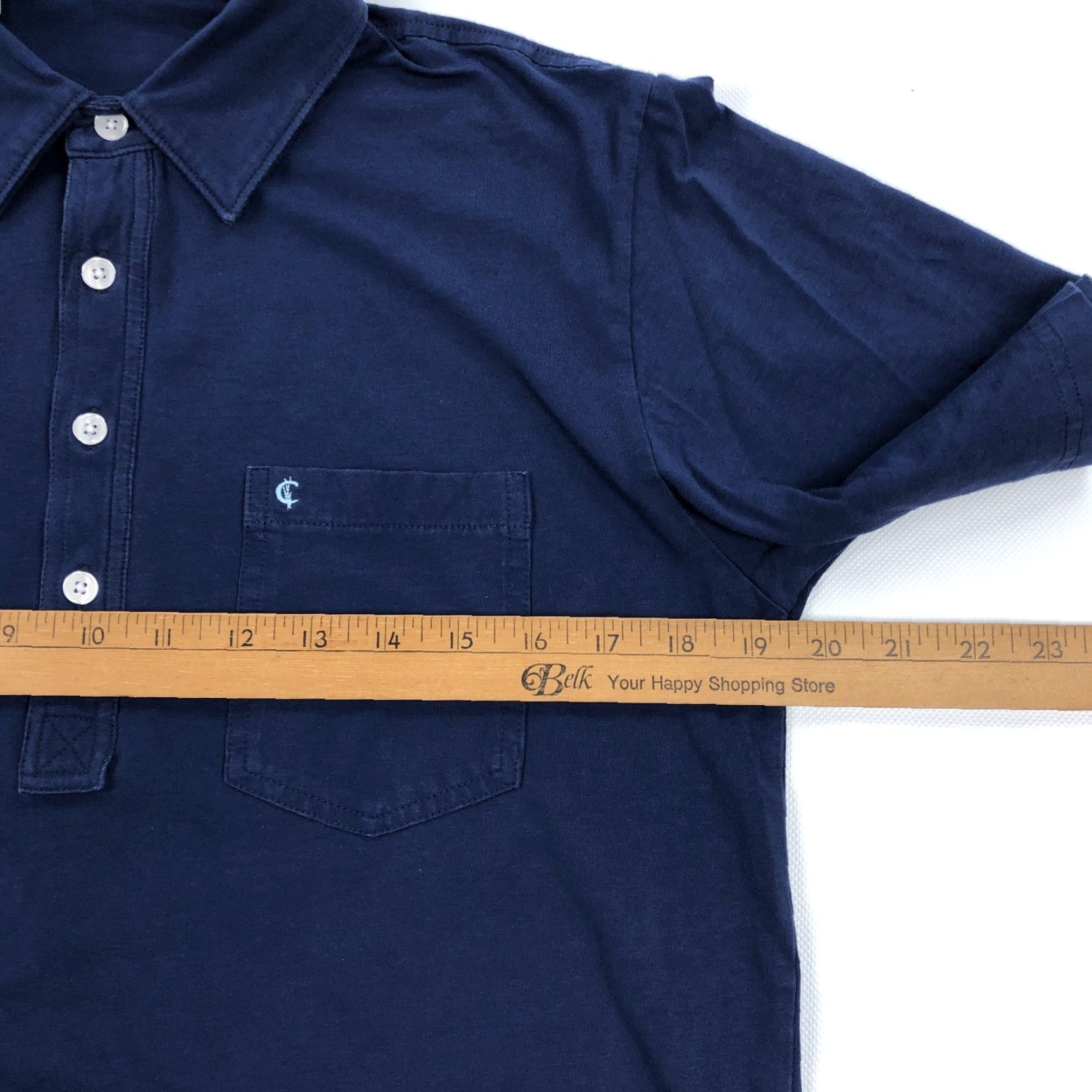 Vintage CRICQUET Polo Shirt Navy Blue Short Sleeve with Pocket Mens M Regular Cotton Spandex Pima Button Collared Embroidered Logo Casual Shirt Size US M / EU 48-50 / 2 - 7 Thumbnail