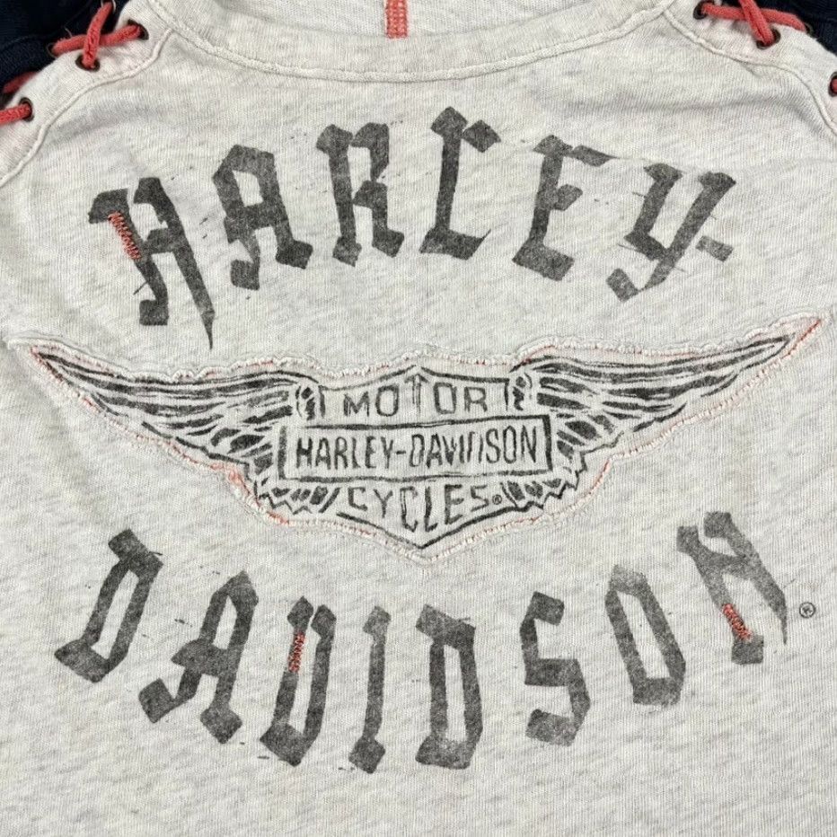 Harley Davidson Harley-Davidson Biker Shirt Womens Large Multicolor Raglan Crew Neck Short Sleeve Size L / US 10 / IT 46 - 2 Thumbnail