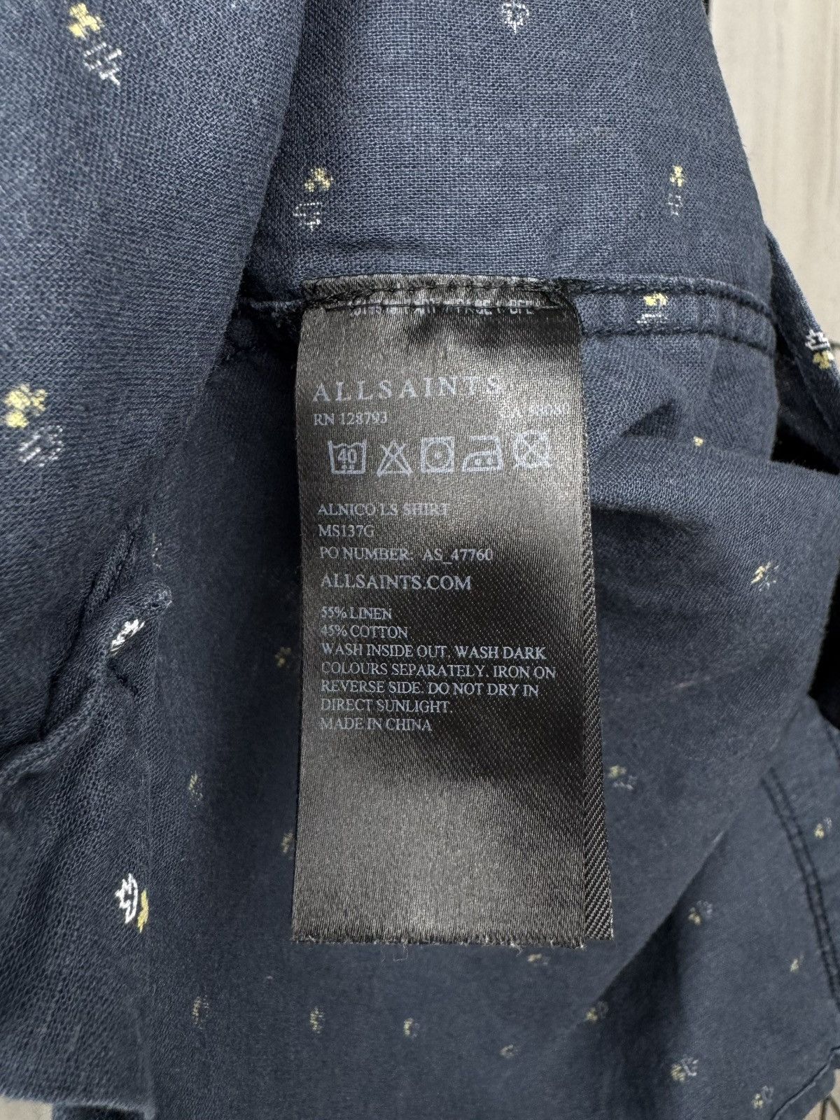 Allsaints Allsaints Casual Shirt Blue Alnico Long Sleeve Linen Cotton Size US L / EU 52-54 / 3 - 10 Thumbnail