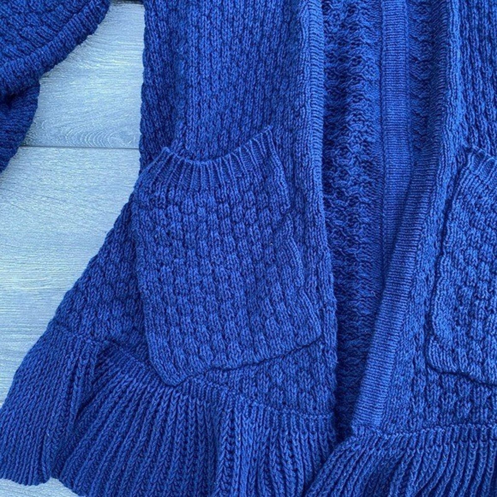 Cableami Guinevere cable knit navy cardigan sweater cotton S A000163 Size S / US 4 / IT 40 - 2 Thumbnail