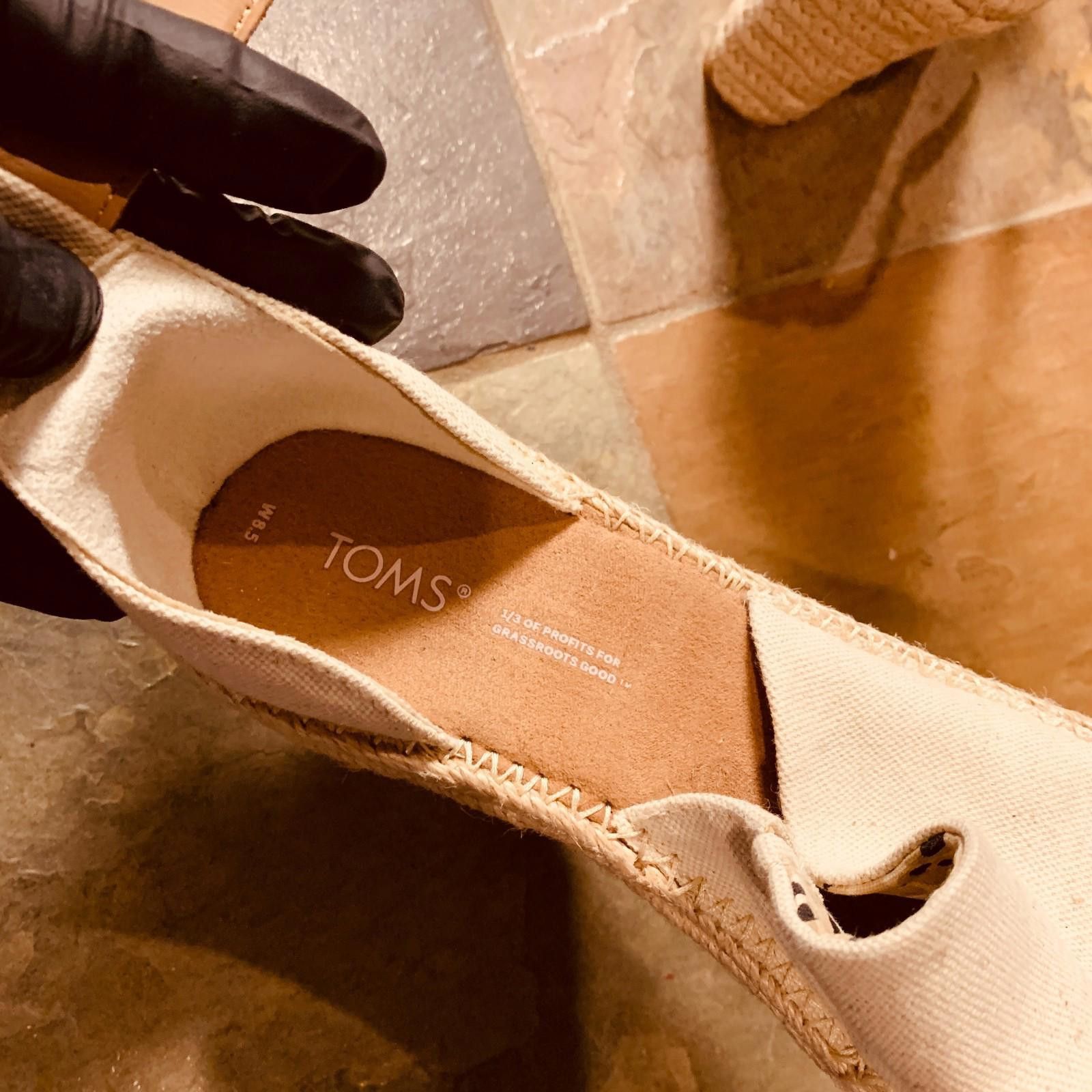 Toms Toms Womans Size 8.5 Canvas Wedge Cream Espadrille (G114) Size US 8.5 / IT 38.5 - 5 Thumbnail