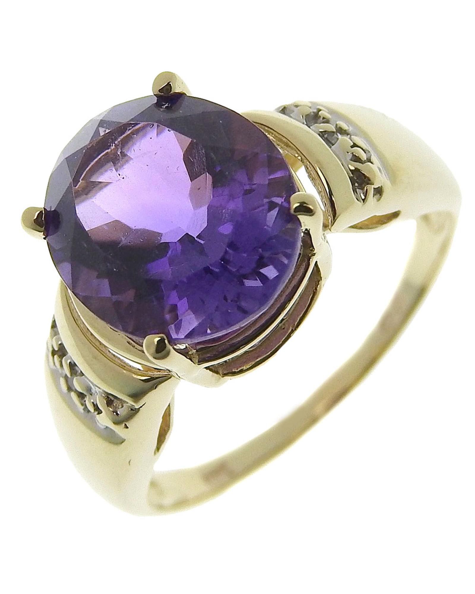 image of Purple 10K Amethyst Ring, Women's