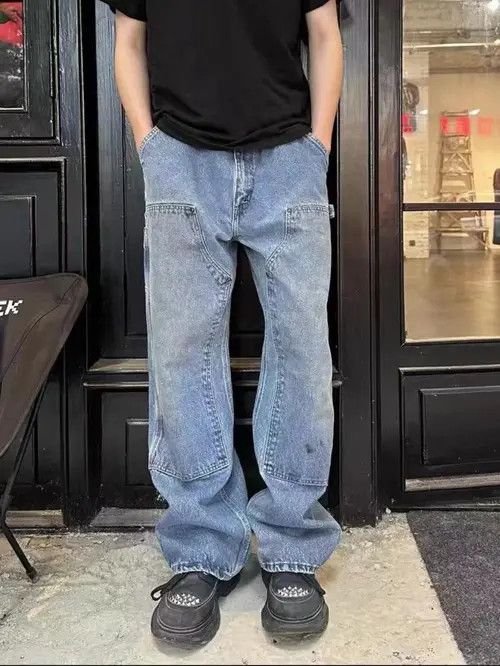 Japanese Brand × Jean Street Heavy Wash Double Knee Logger Work Jeans Size US 32 / EU 48 - 2 Thumbnail