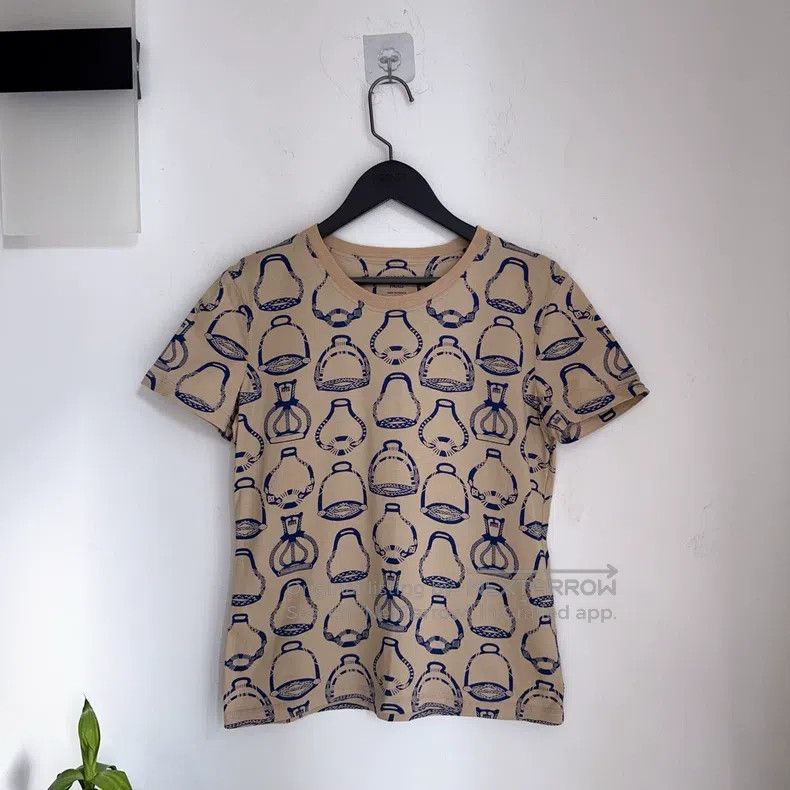 Hermes Hermes Khaki short-sleeved printed T-shirt Size S / US 4 / IT 40 - 2 Thumbnail