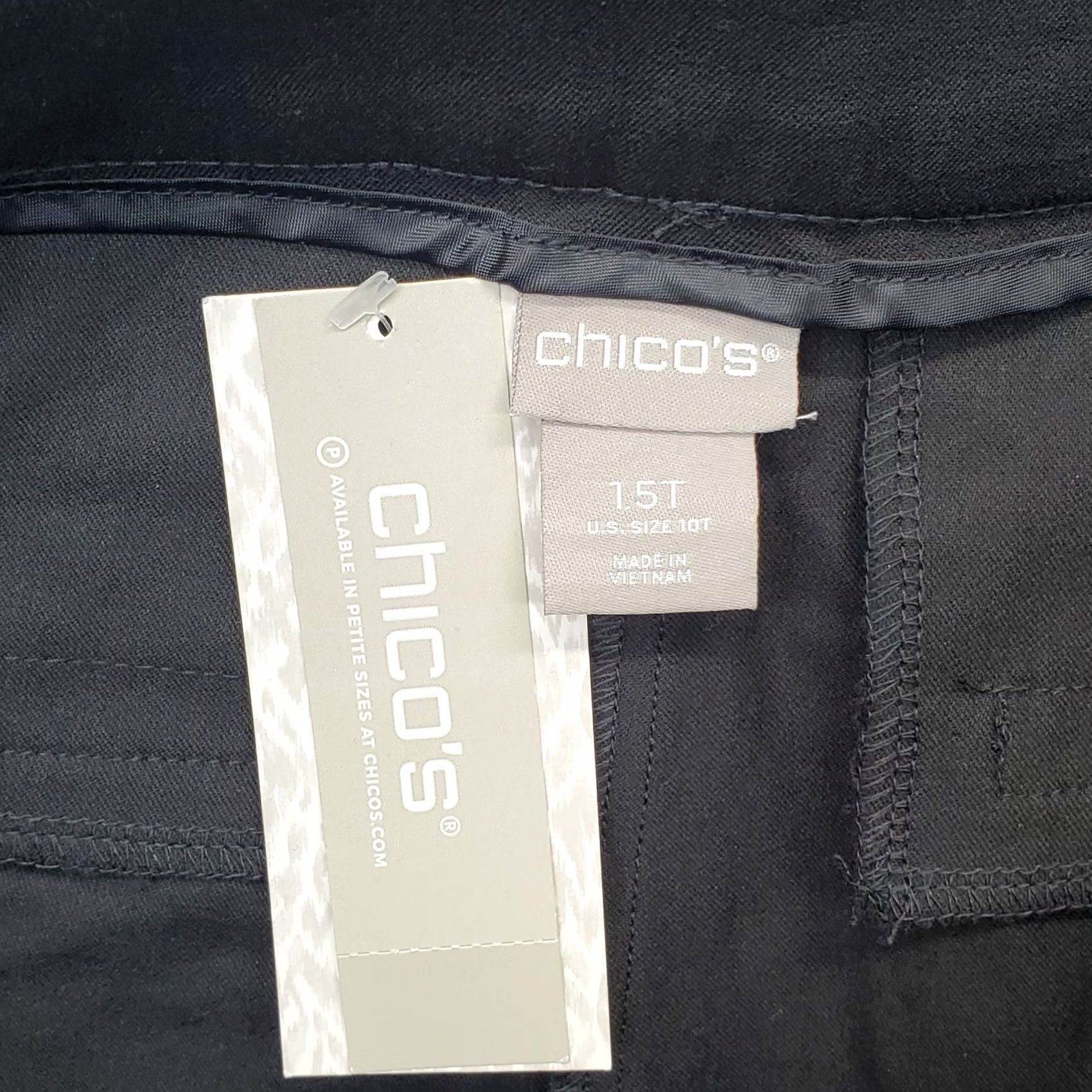 Vintage Chico's Dress Pants Women 10 Tall Black Cotton Flat Front Oxford Formal Straight Leg Womens Size 10T Pants Size 32" / US 10 / IT 46 - 7 Thumbnail
