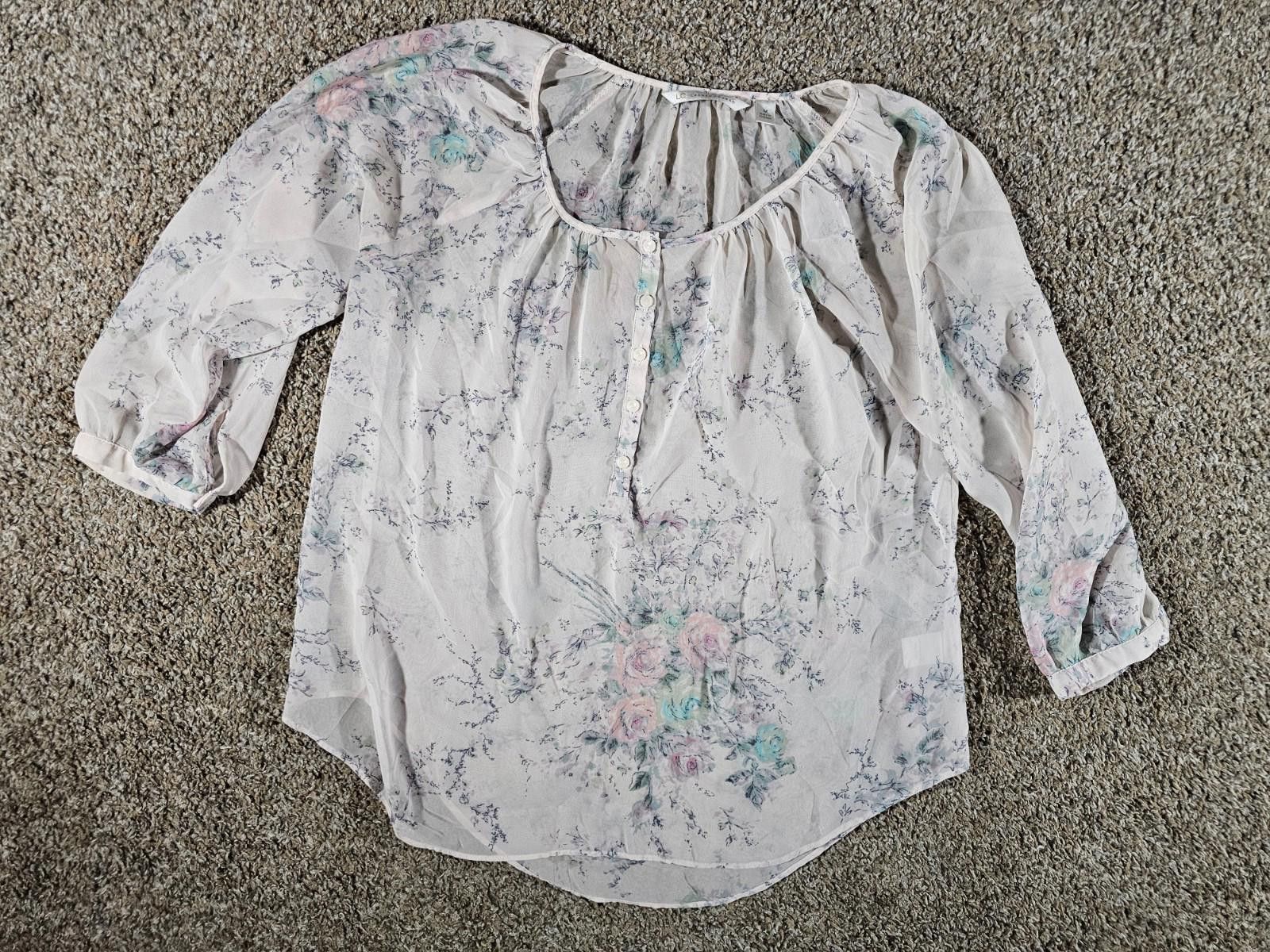 Other LC Lauren Conrad Sheer Blouse Floral M Size M / US 6-8 / IT 42-44 - 1 Thumbnail