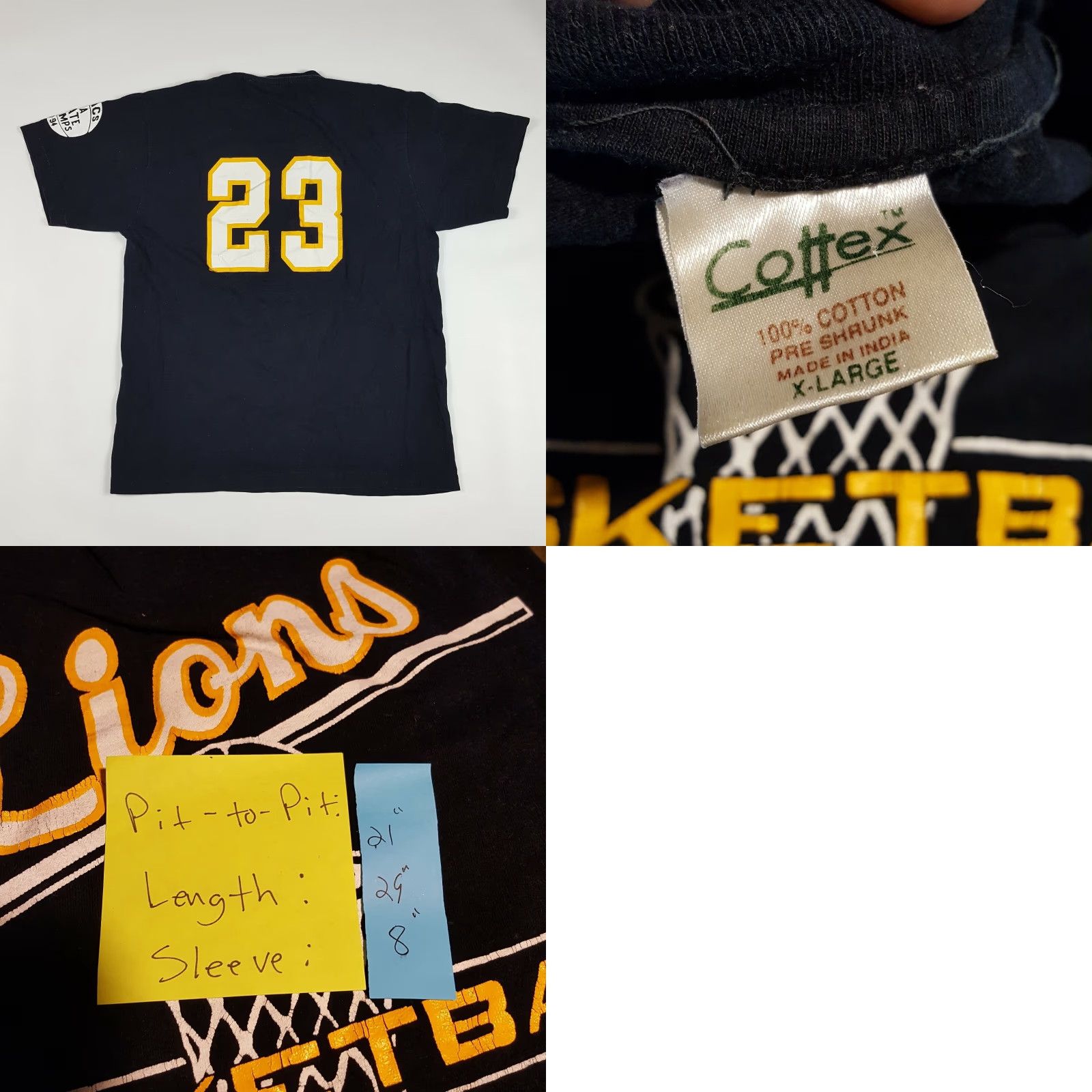 Vintage VINTAGE Lions Basketball Men's Large Retro Sports Black Short Sleeve T Shirt Size US L / EU 52-54 / 3 - 8 Thumbnail