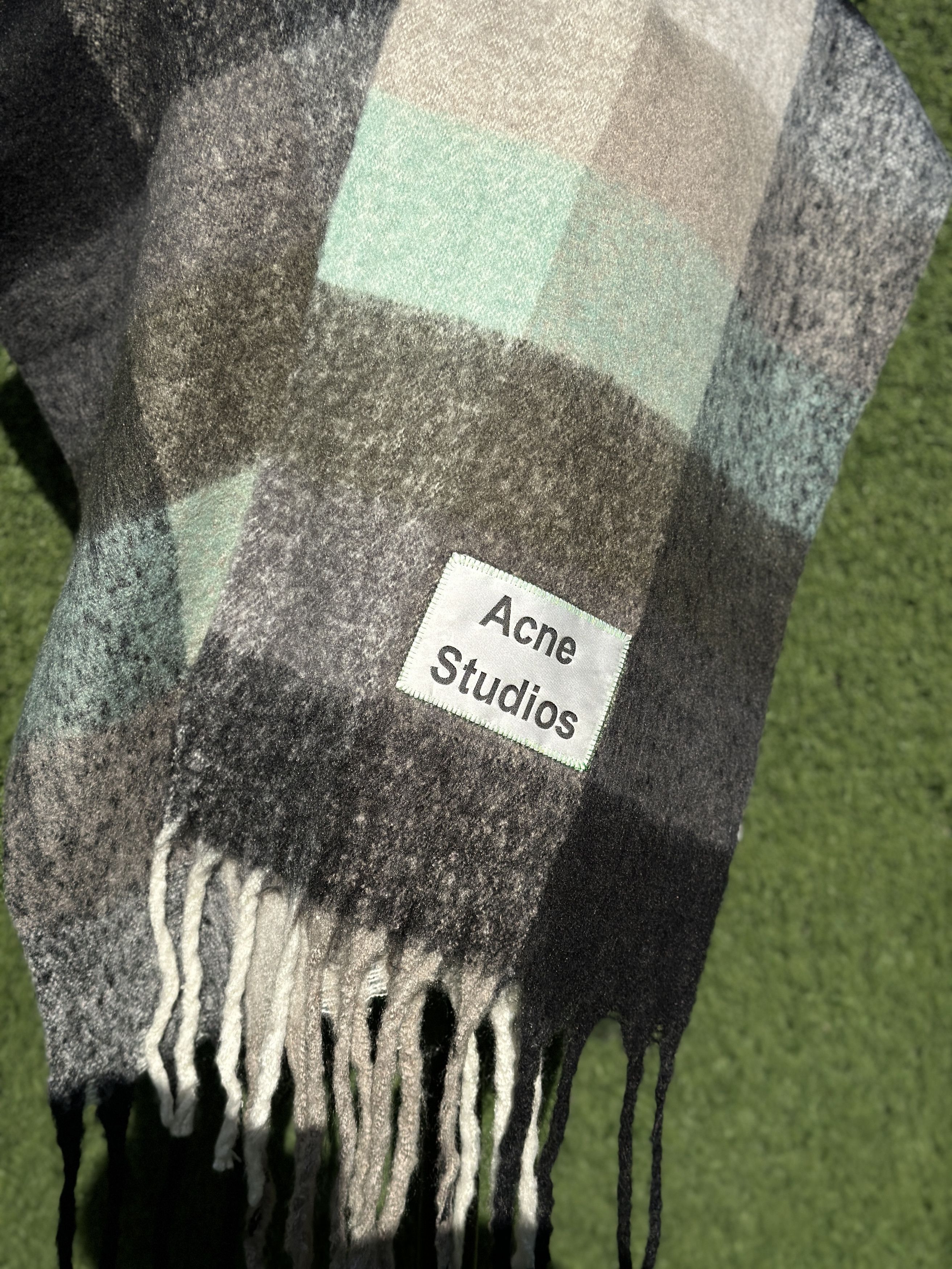 Acne Studios Acne Studios Wool Blend Check Scarf Gray Large 250x 35 cm Size ONE SIZE - 3 Thumbnail