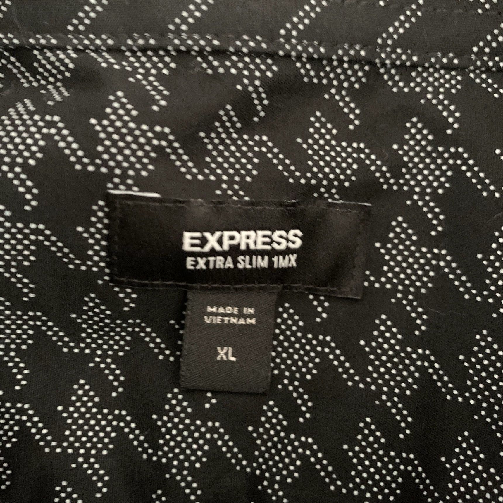 Express Express Shirt Mens XL Extra Slim Black White Houndstooth Long Sleeve Button Shirt Size US XL / EU 56 / 4 - 2 Thumbnail