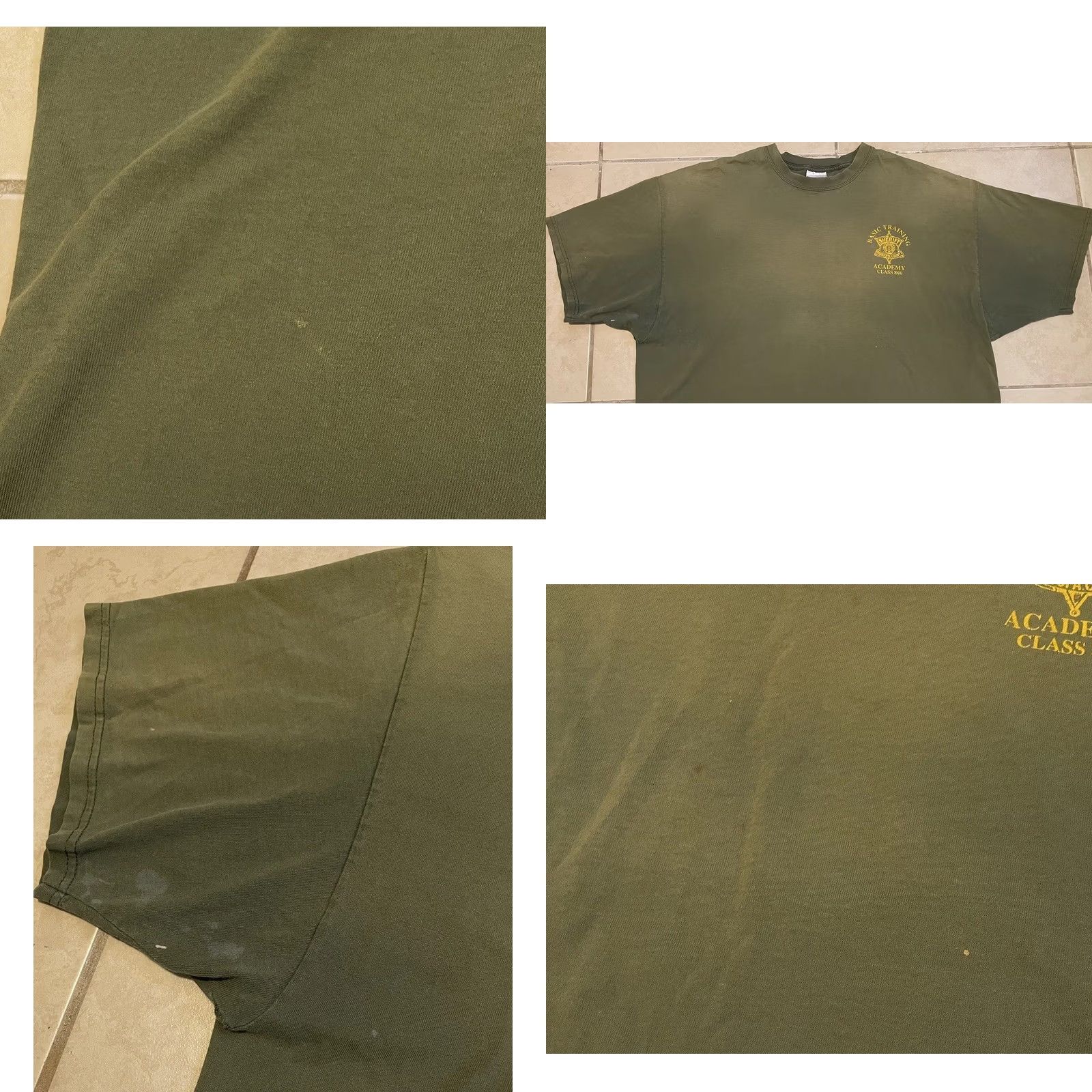 Vintage VINTAGE Maricopa County Sheriff Academy Faded Distress Shirt 3X Green 80s 90s College T-Shirt Mens Short Sleeve Crew Neck Graphic Tee Size US XXL / EU 58 / 5 - 8 Thumbnail