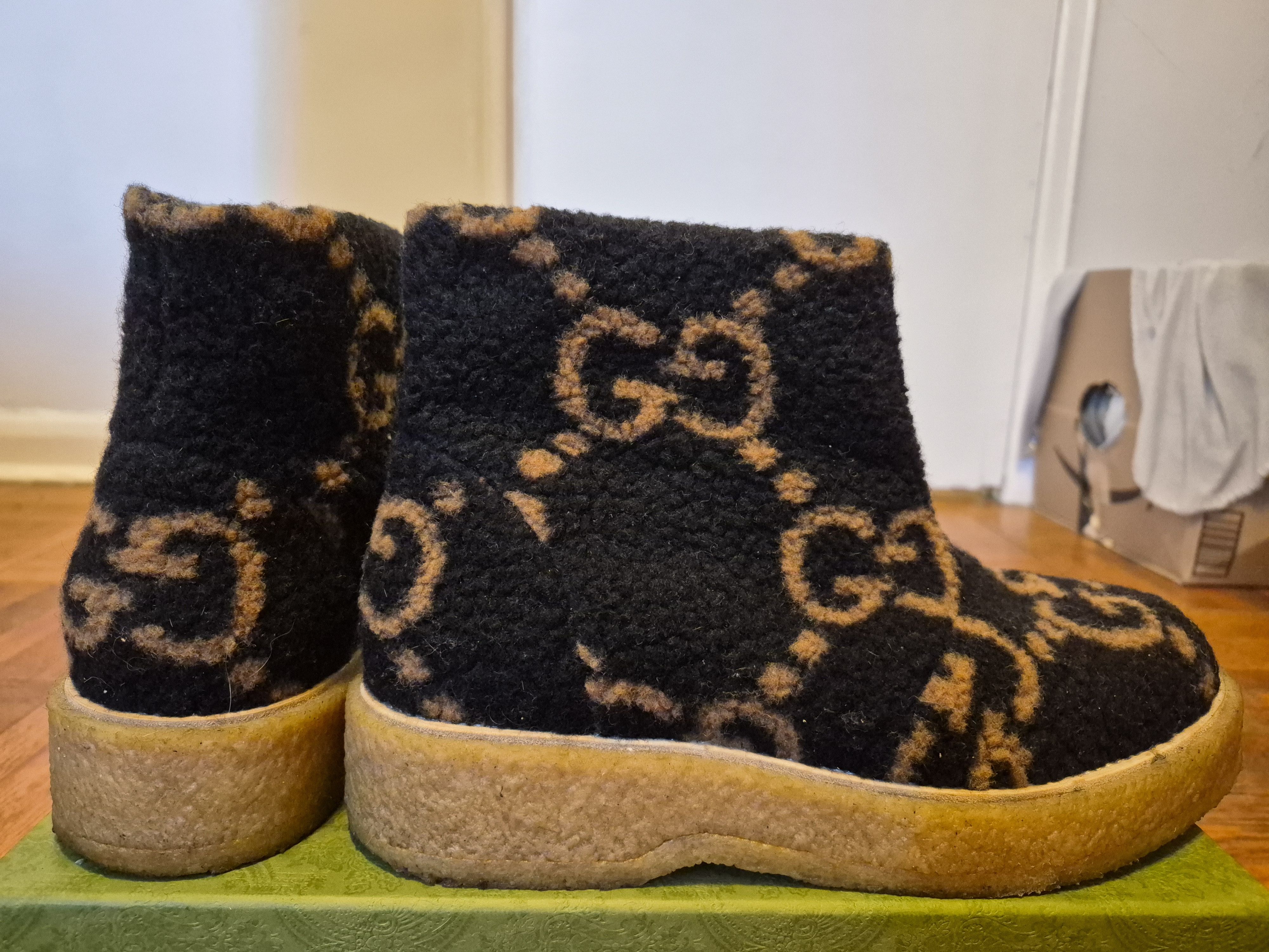 Gucci Men's Gucci Hooper GG Logo Wool Effect Ankle Boots Size US 9.5 / EU 42-43 - 3 Thumbnail