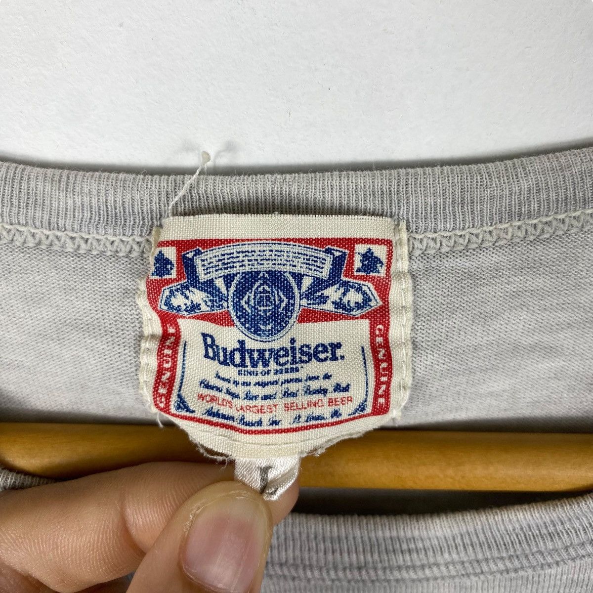 Budweiser × Vintage Vintage 80's BUDWEISER King Of Beers Big Graphic Long Sleeve Size US L / EU 52-54 / 3 - 6 Thumbnail