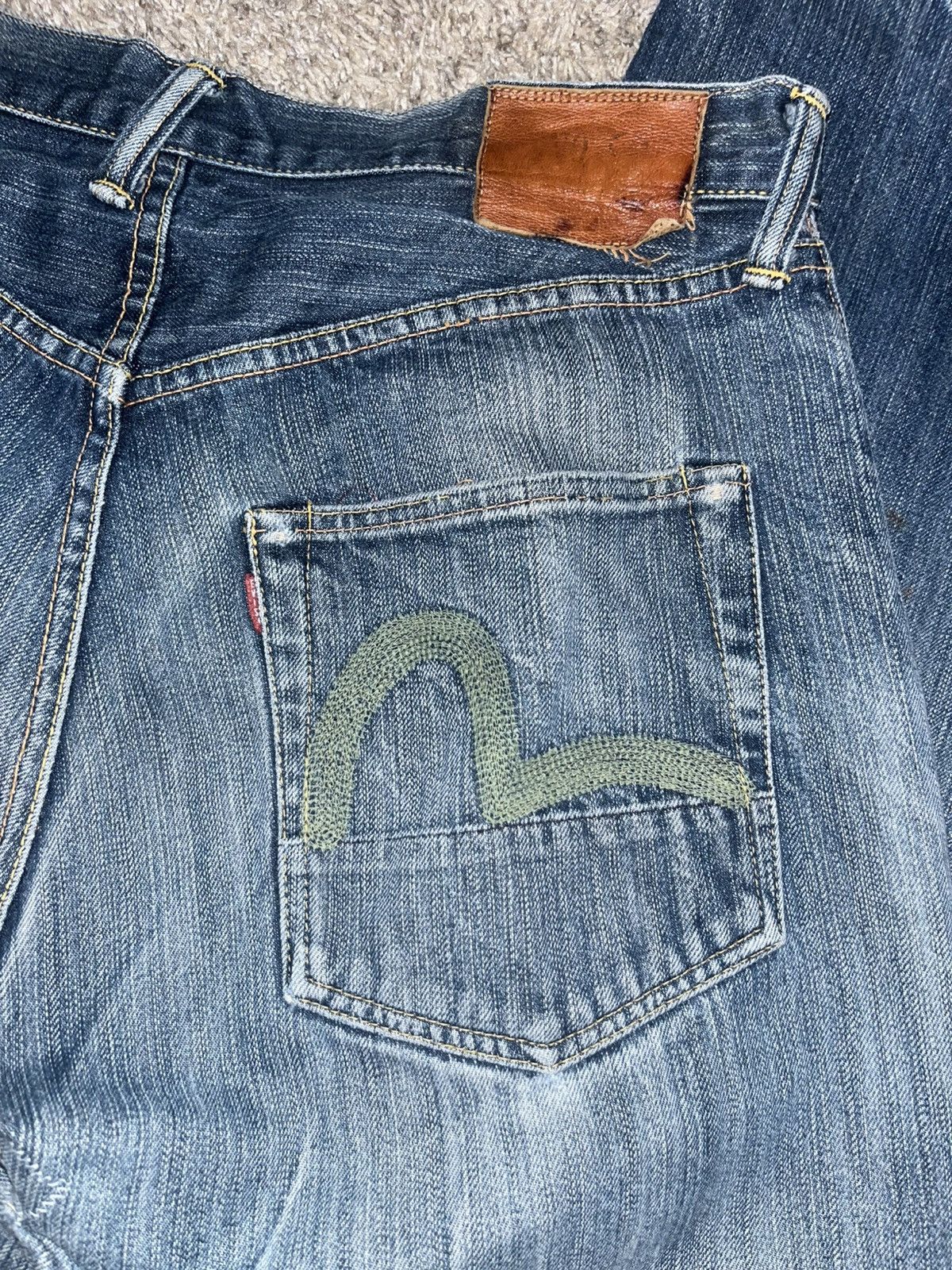 Evisu Rare Evisu Stitched Green Daicock Denim Size US 31 - 8 Thumbnail