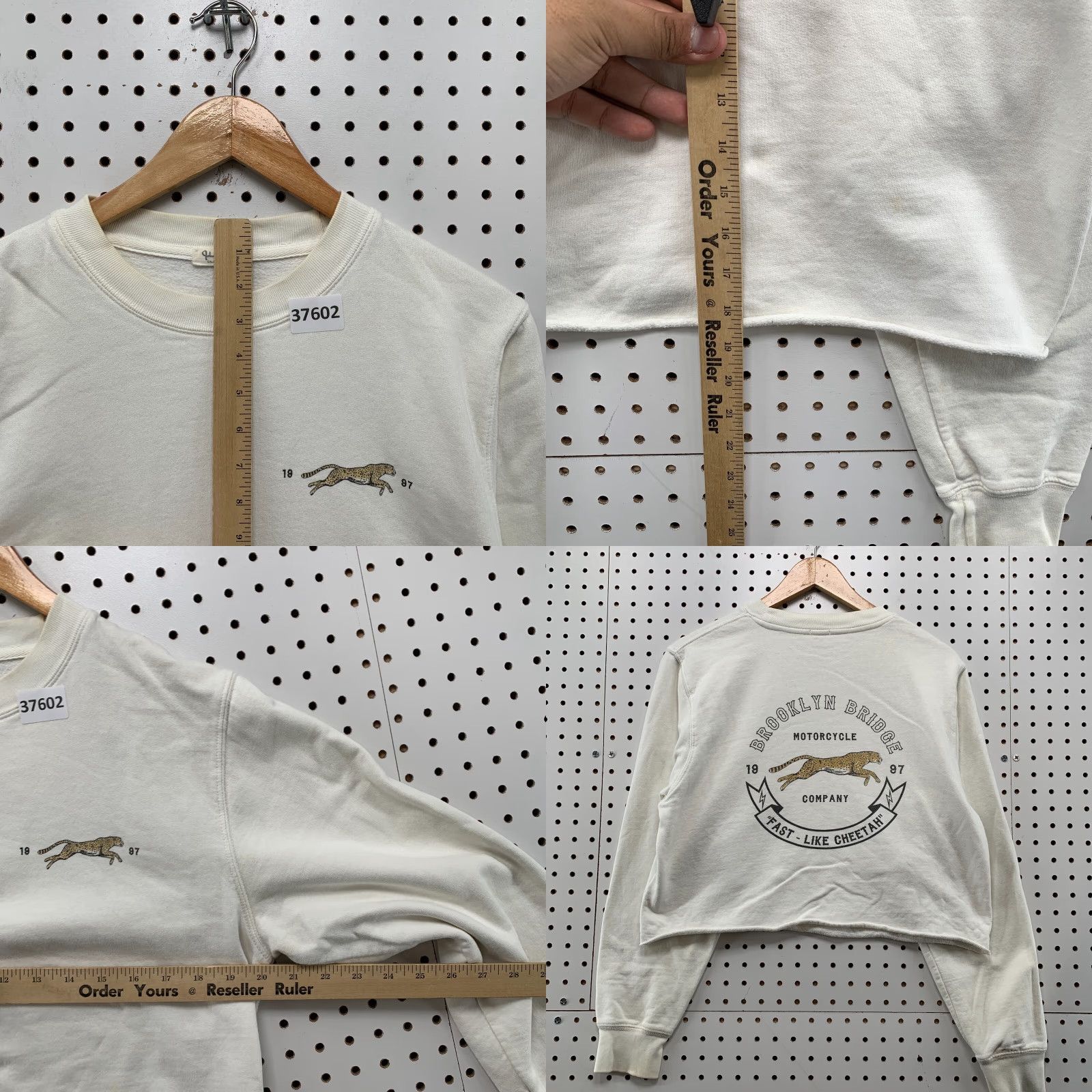 Vintage VINTAGE John Galt Brooklyn Bridge Motorcycle Crop Sweatshirt Womens One Size White Size ONE SIZE - 8 Thumbnail