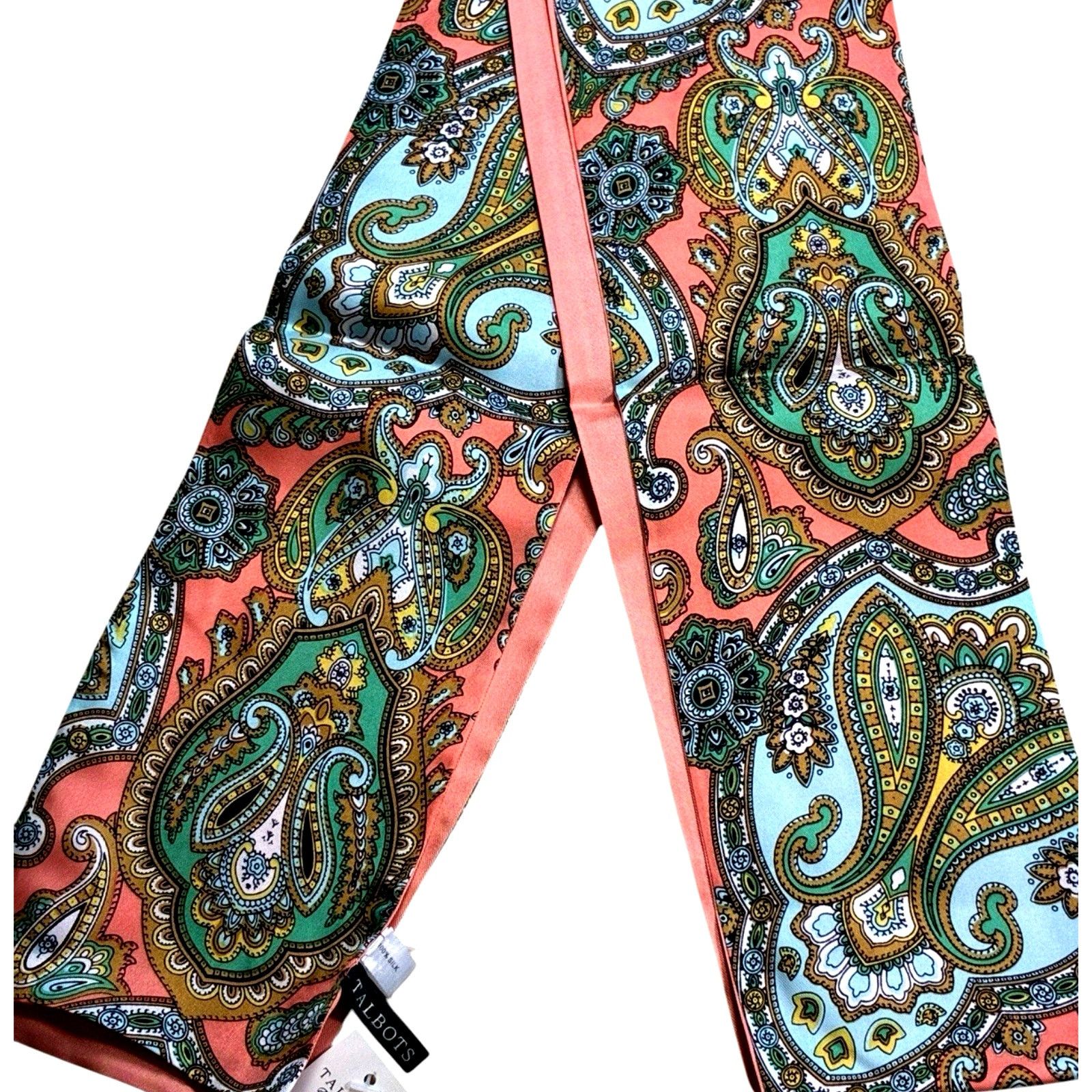 Talbots NWT Talbots 100% Silk Skinny Scarf Twilly Paisley Scarf Pink Size ONE SIZE - 2 Thumbnail