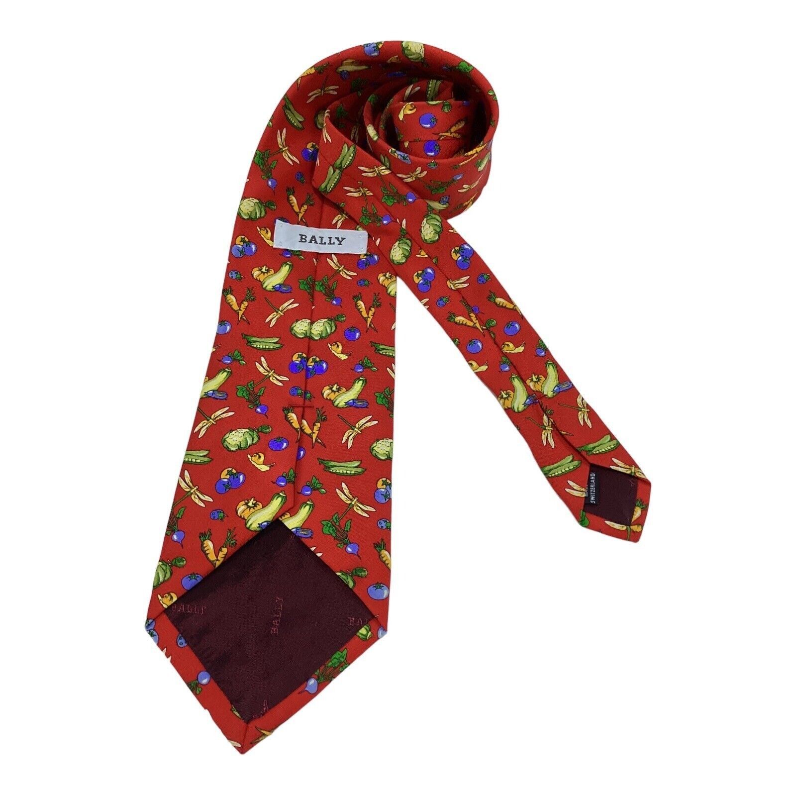 Bally BALLY Vegetable & Insect Print Silk Tie Made In Switzerland Size ONE SIZE - 2 Thumbnail