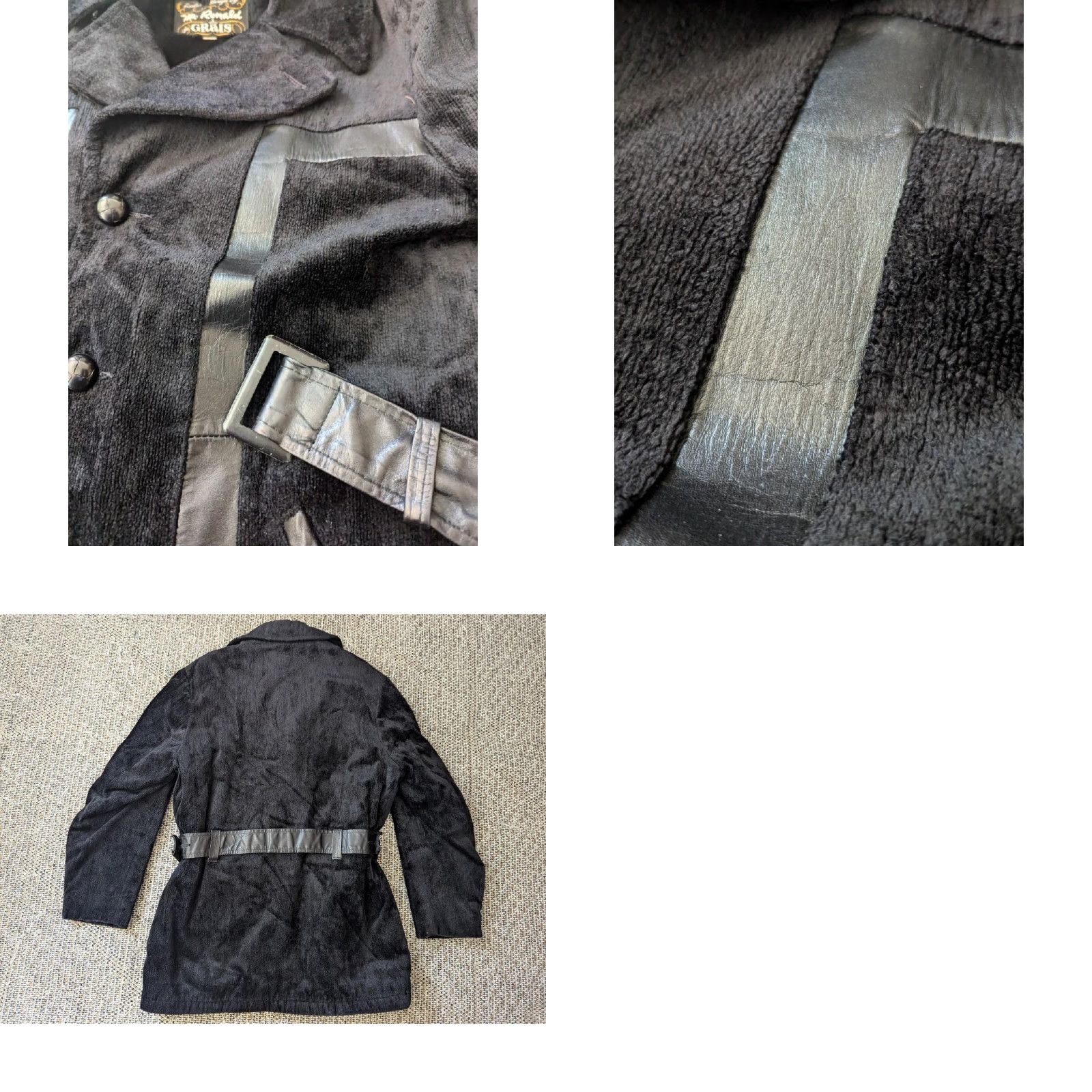 Velvet VINTAGE Grais belted coat 40 black corduroy velvet Mens M Size US M / EU 48-50 / 2 - 8 Thumbnail
