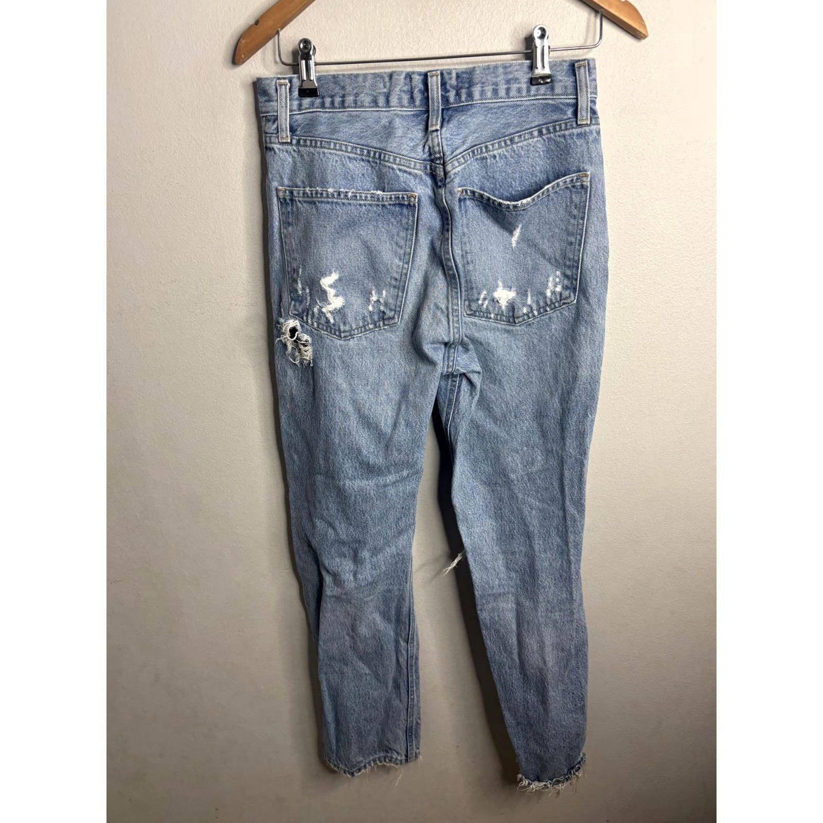 Agolde AGOLDE Jeans Womens 27 Distressed High Rise Relaxed Fit Cropped Denim Ripped Jeans Size 29" - 5 Thumbnail