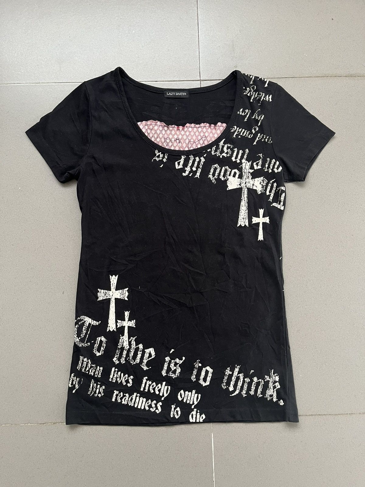 If Six Was Nine Japanese~Lazy Daisy Gothic Punk Cross Y2k Style T-Shirt Size M / US 6-8 / IT 42-44 - 2 Thumbnail
