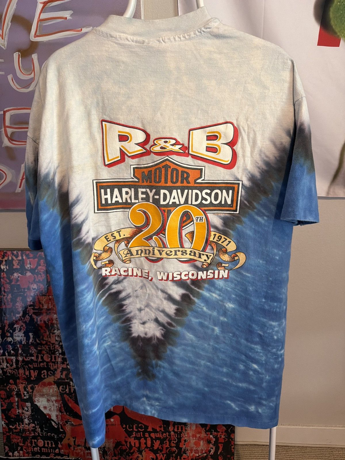Harley Davidson 1991 Harley Tie Dye Single Stitch Tee Size US XXL / EU 58 / 5 - 2 Thumbnail