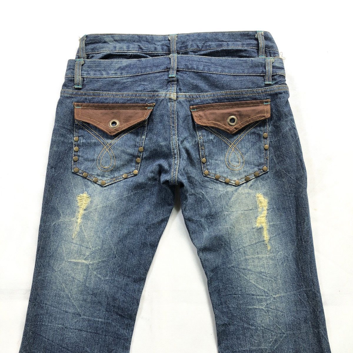 20471120 Double Waist Claw mark Flare Distressed Denim Pant Size US 29 - 10 Thumbnail