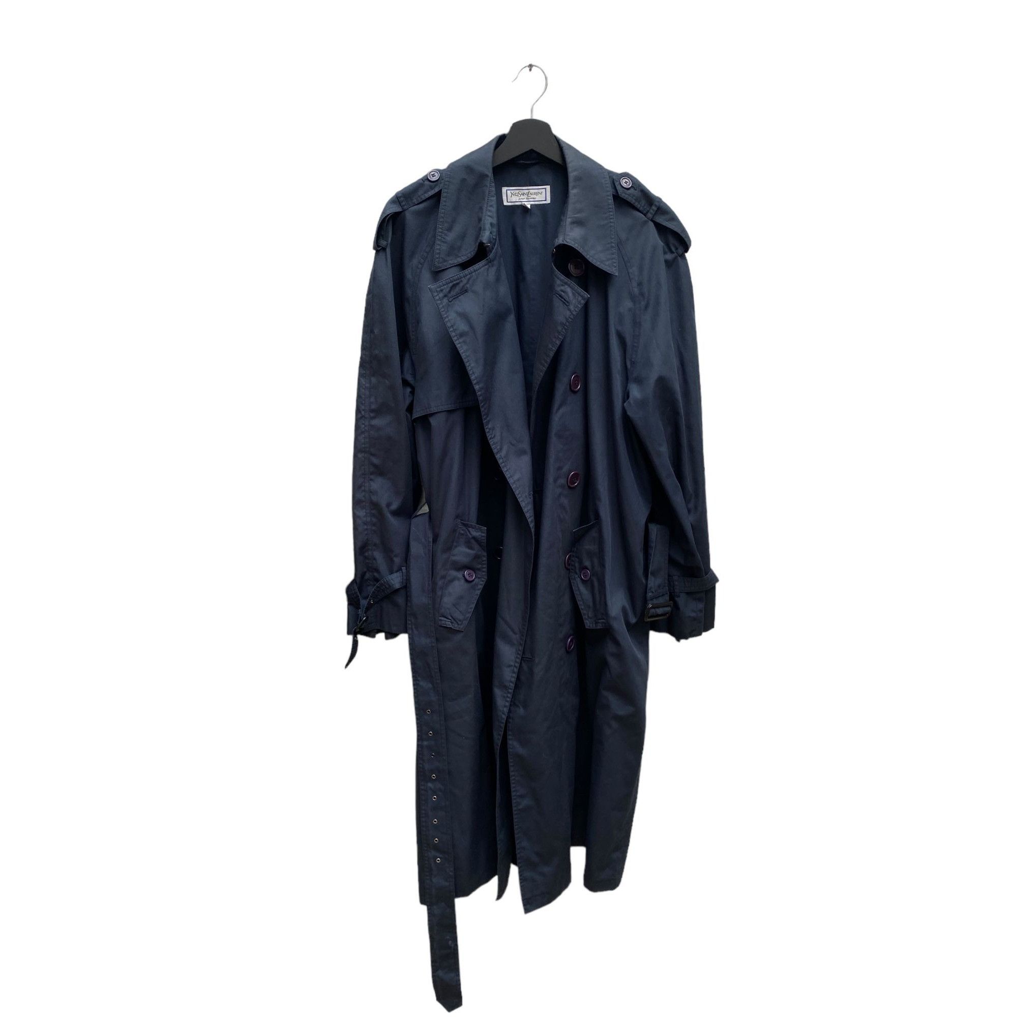 image of YVES Saint Laurent Navy Trench Coat Overcoat, Men's (Size 2XL)