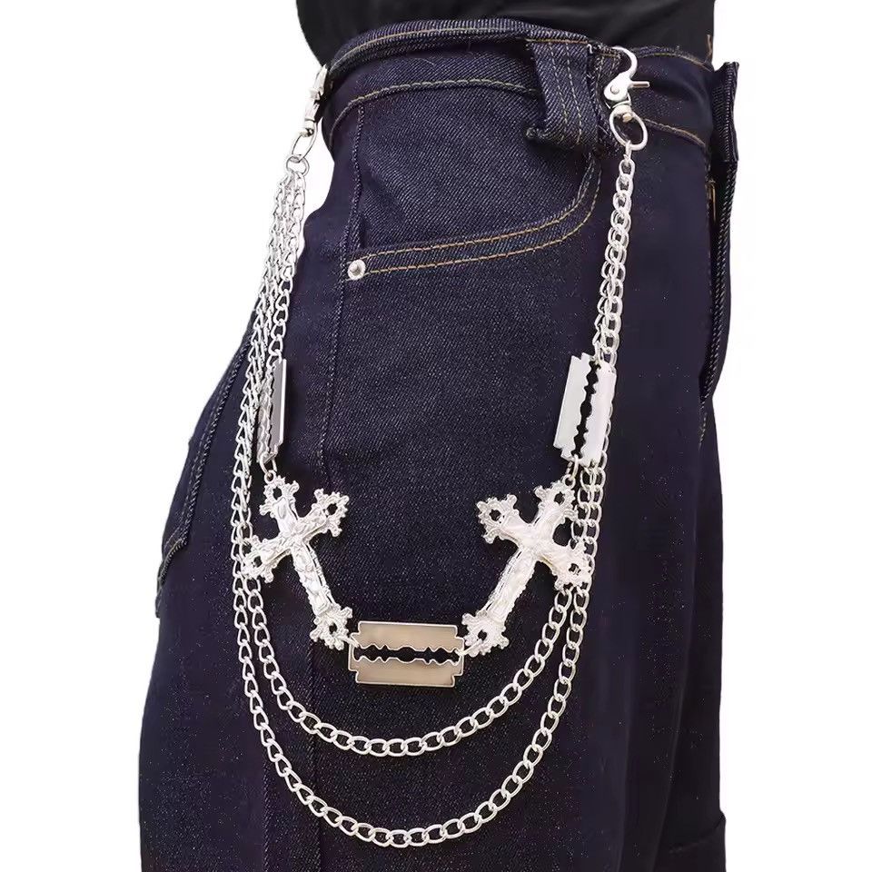 Vintage cross pendant imitation blade Rock Metal Pants Waist Chain Size ONE SIZE - 3 Thumbnail