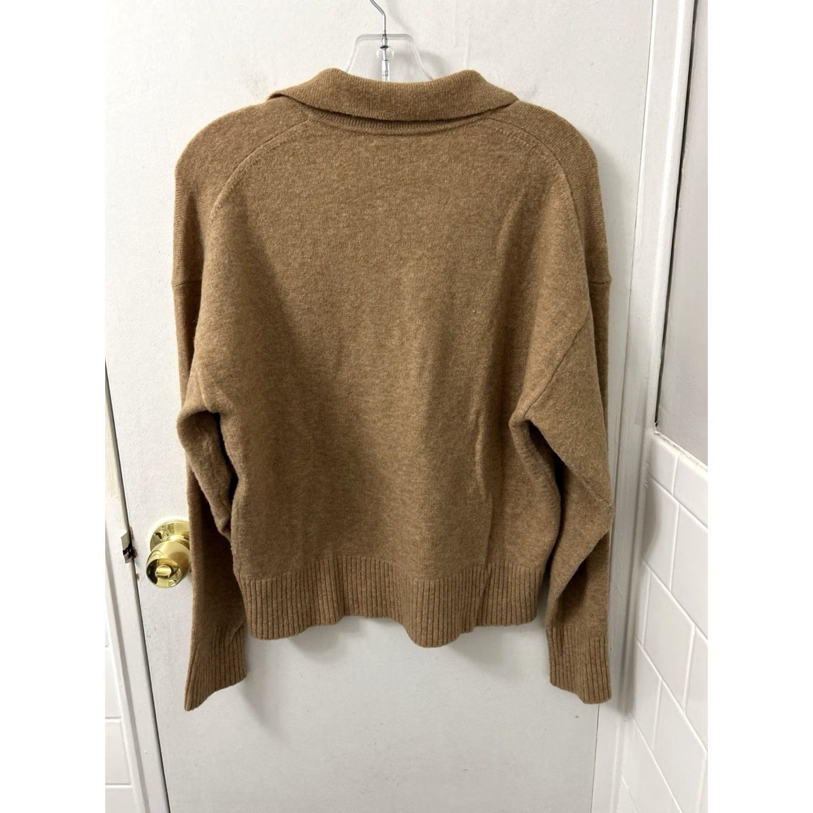 Vintage J Crew V-Neck Polo Sweater Womens Medium Brown Merino Wool Alpaca Blend Pullover Size M / US 6-8 / IT 42-44 - 6 Thumbnail