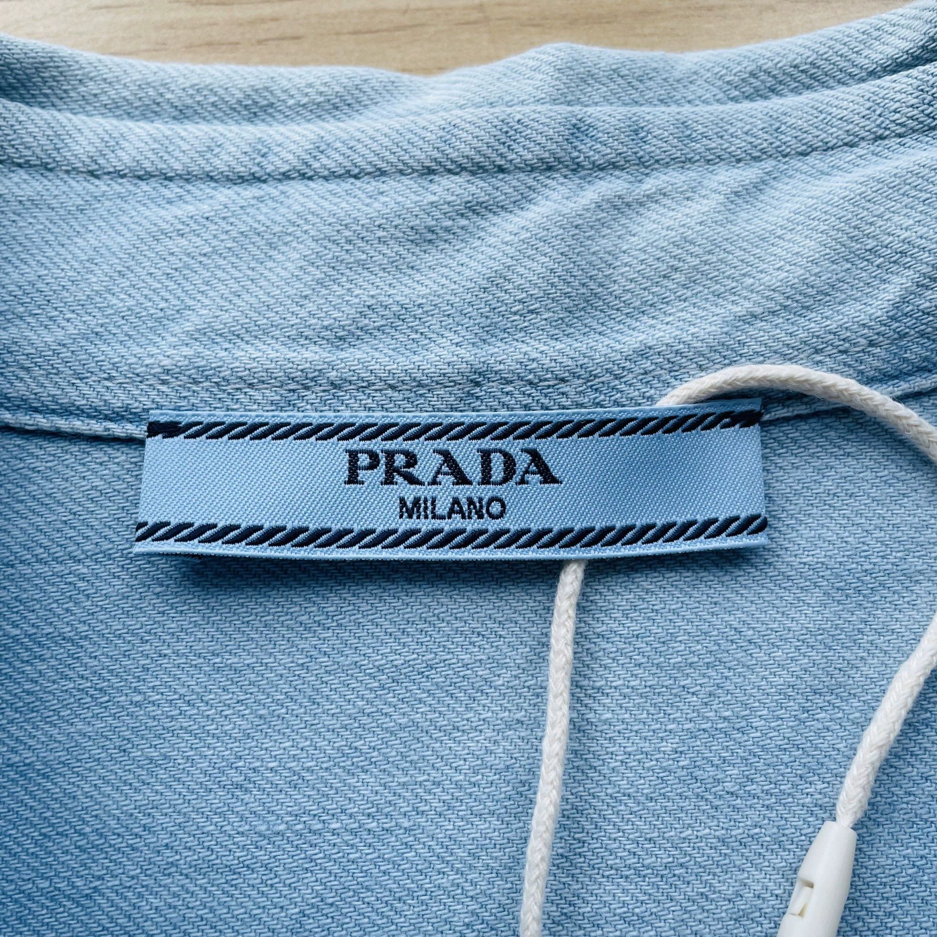 Prada Prada 99 New Embroidered Logo Denim Shirt Blue 36 Size XS / US 0-2 / IT 36-38 - 5 Thumbnail