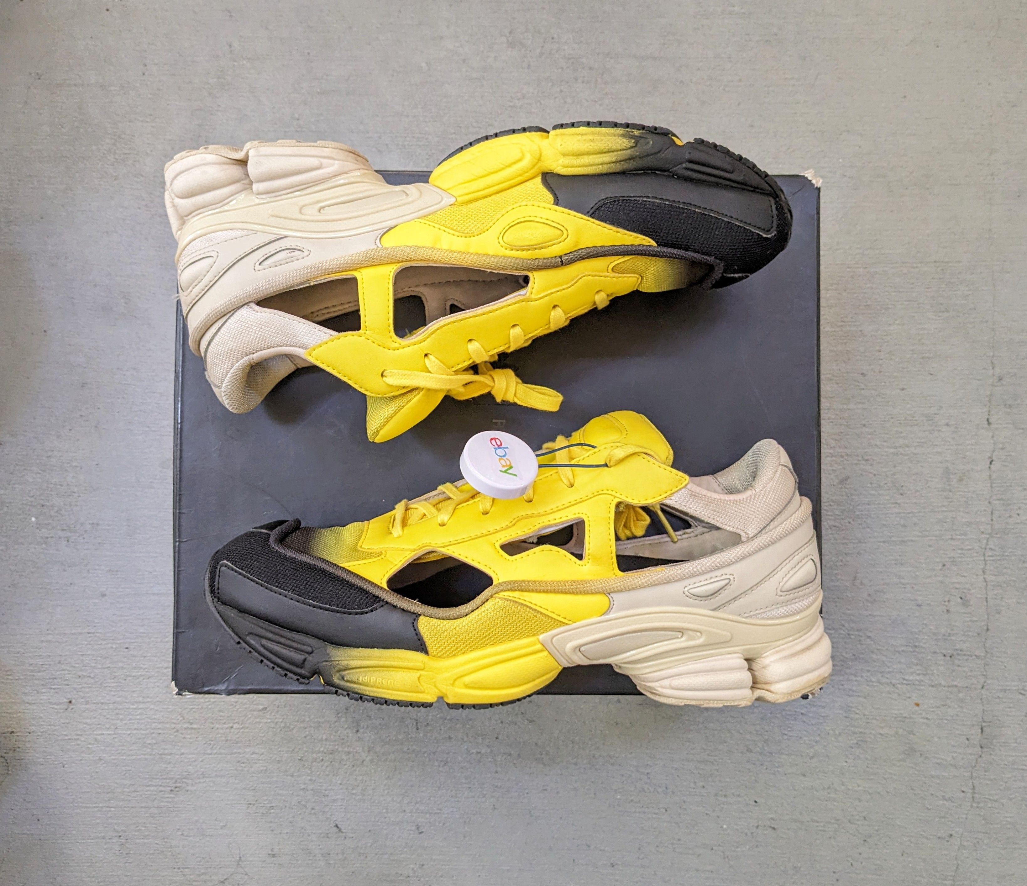 Pre-owned Adidas Originals Adidas Raf Simons Replicant Ozweego Yellow Black Ee7931 Shoes In Yellow/black