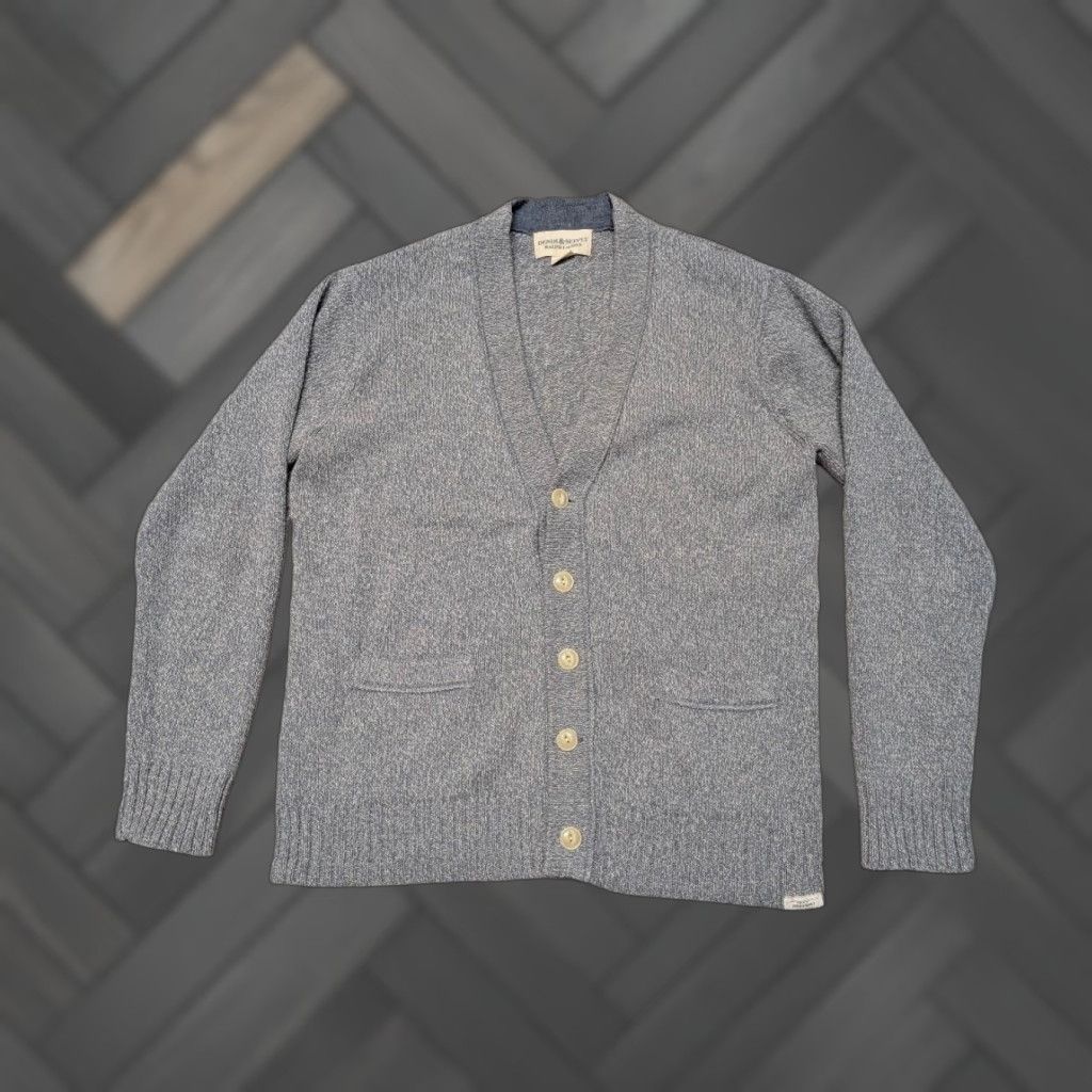 VINTAGE DENIM & SUPPLY Ralph Lauren Cardigan L Sweater Gray Cotton Knit Mens