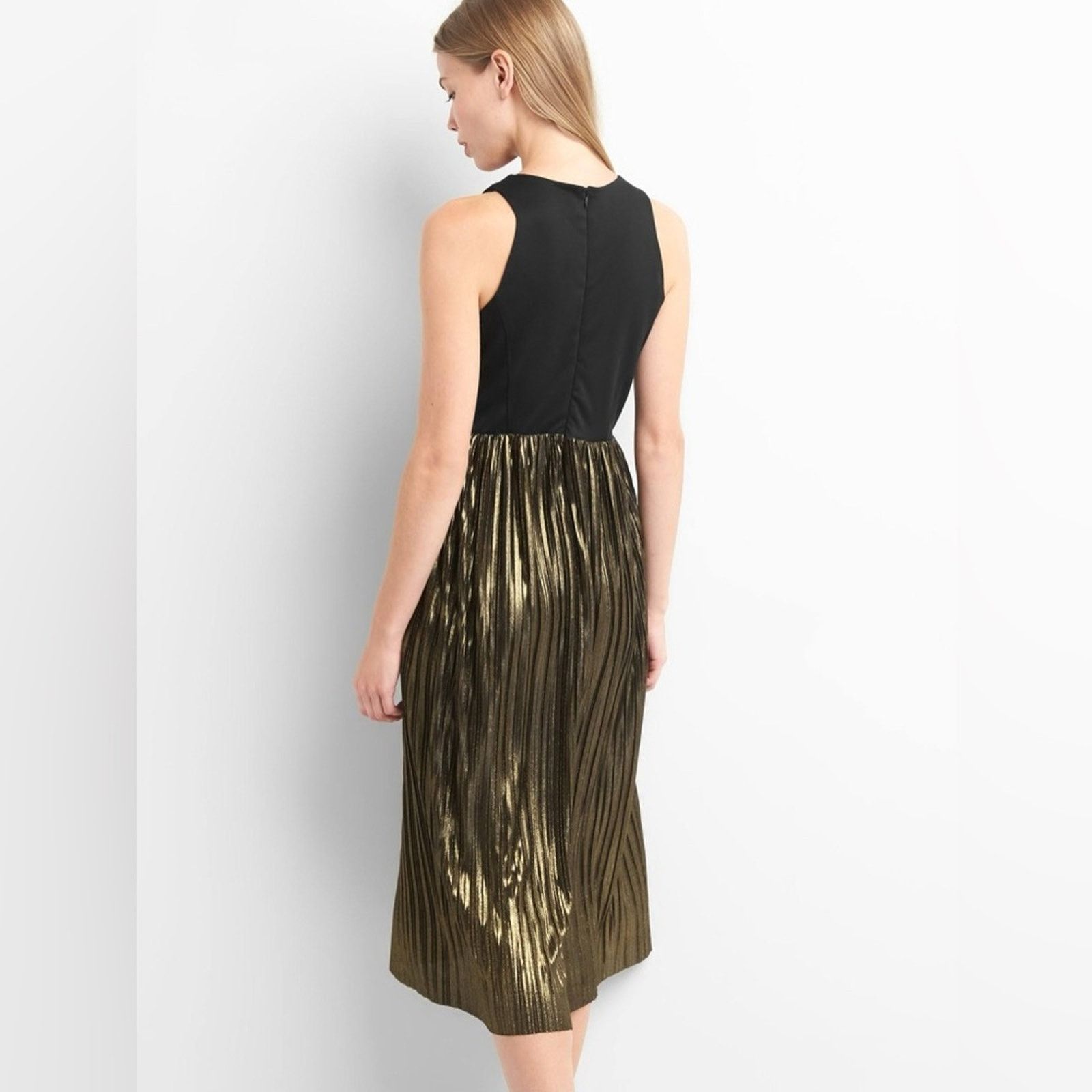 Gap Gap Black & Gold Sleeveless Knit Pleated Skirt Dress Size S / US 4 / IT 40 - 4 Thumbnail