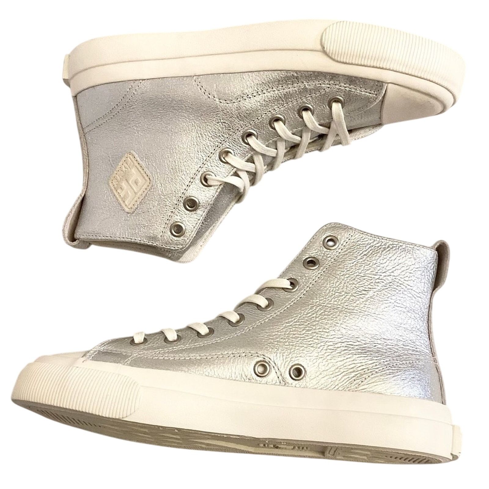 P.F. Flyers P.F. Flyers Silver and White High-Top Sneakers Size US 8 / IT 38 - 5 Thumbnail