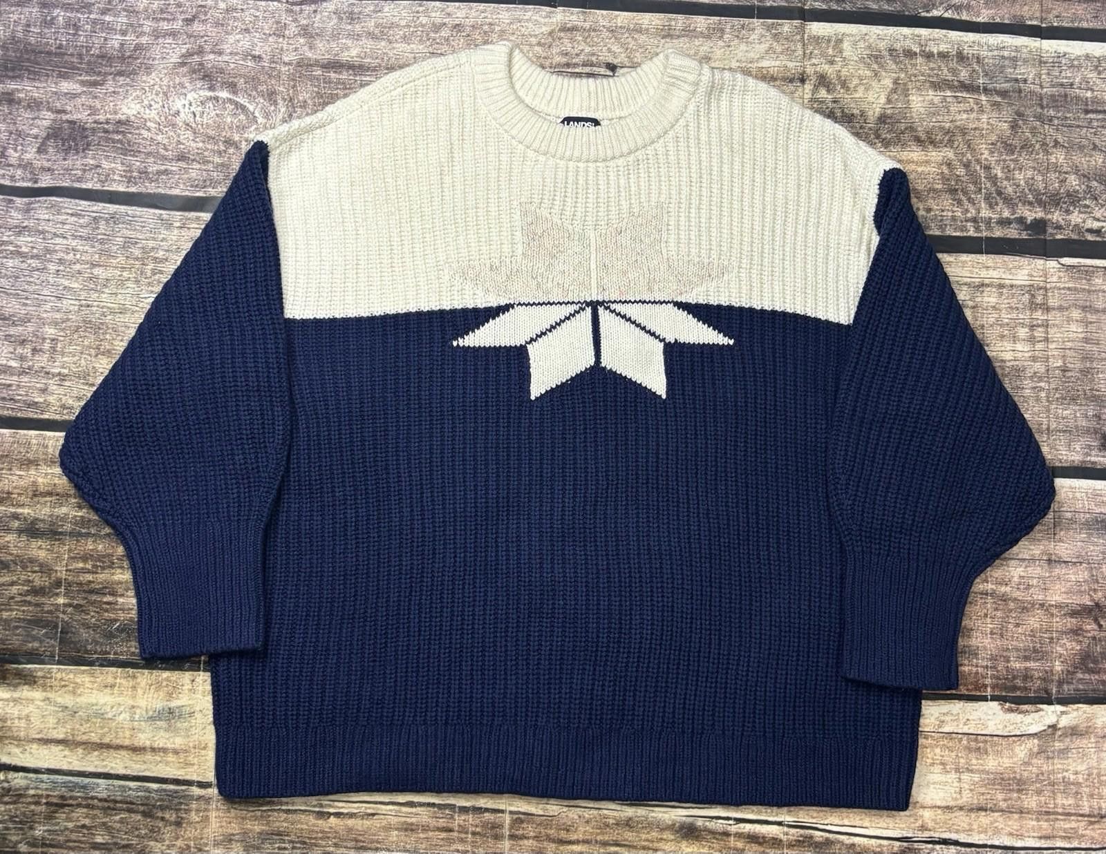 Lands' End Lands End Sweater Women 2XL Chunky Knit Colorblock Snowflake Size XXL / US 16-18 / IT 52-54 - 1 Thumbnail