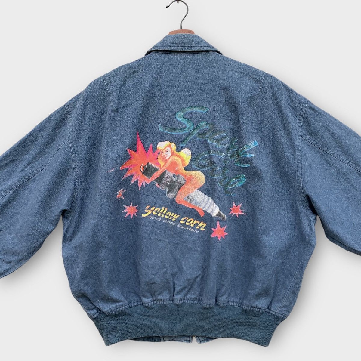 Vintage VINTAGE 90s YELLOW CORN SPARK GIRL CANVAS BOMBER JACKET Size US S / EU 44-46 / 1 - 1 Thumbnail