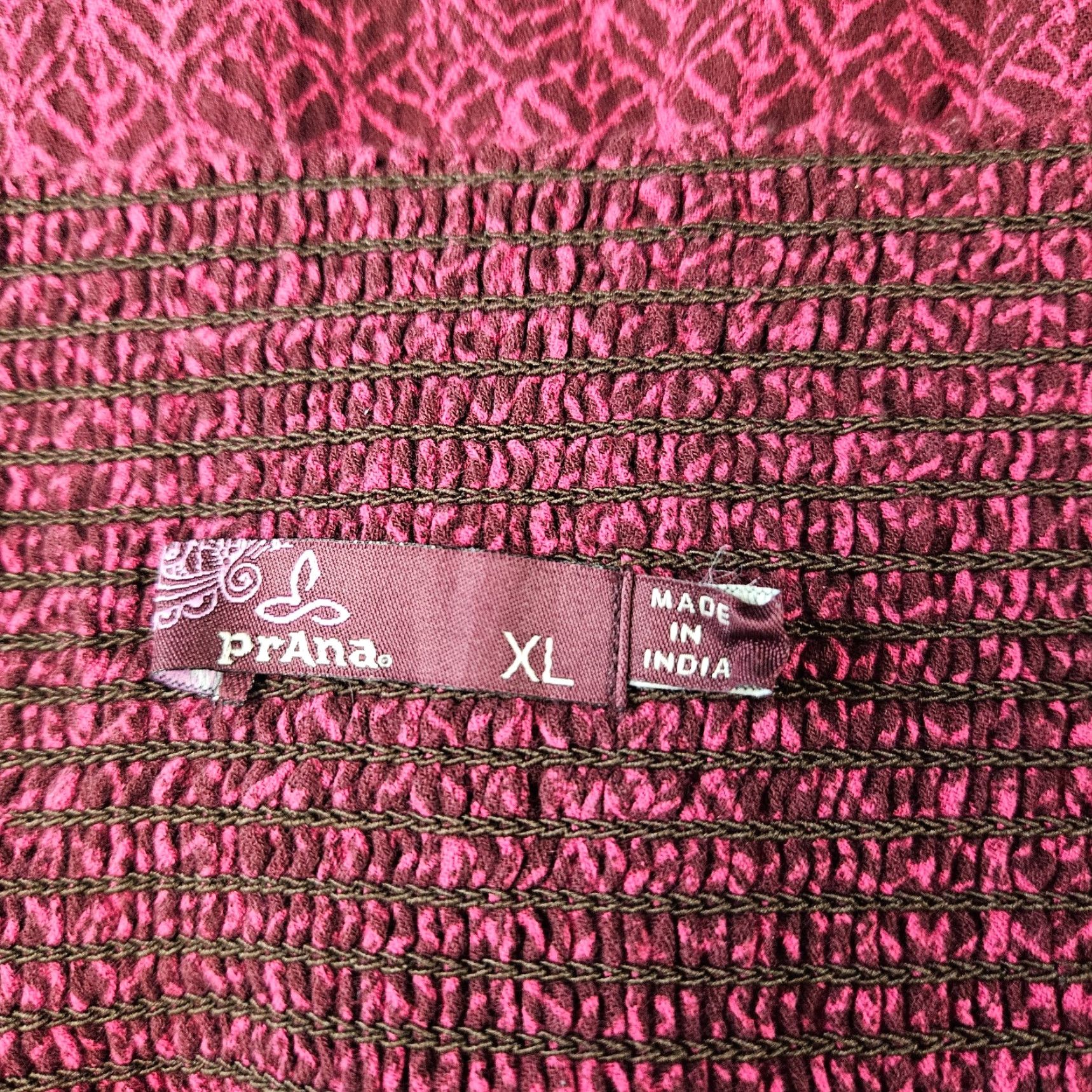 Prana Prana Womens Skirt XL Black Cherry Bodhi Suger Pine Smocked Pockets Waist A-Line Short Cotton Multicolor Womens Size 40" / US 18 - 4 Thumbnail