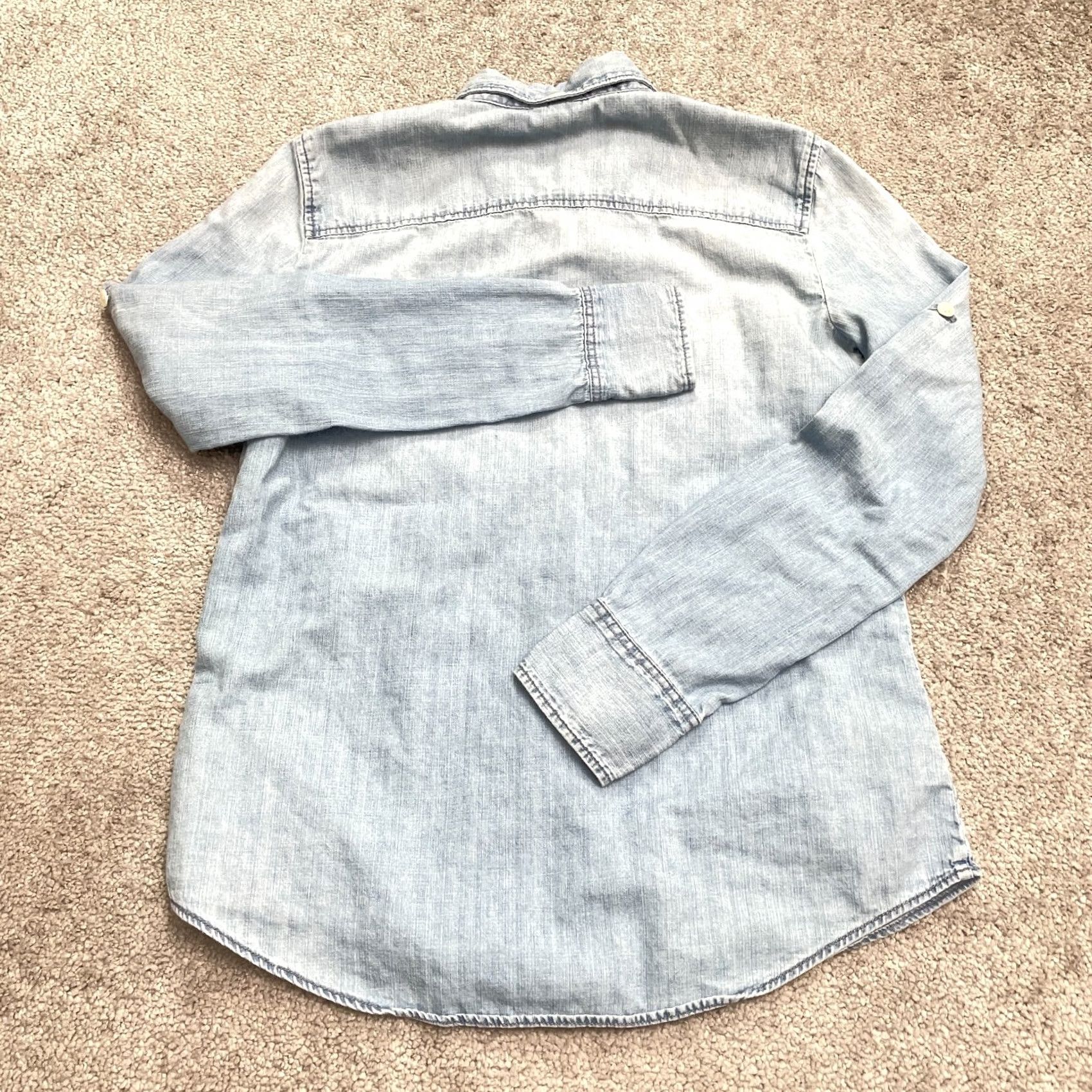 J.Crew J. Crew Chambray Western Shirt Womens 00 Blue Long Sleeve Cotton Top Size XXS / US 00 / IT 34 - 2 Thumbnail